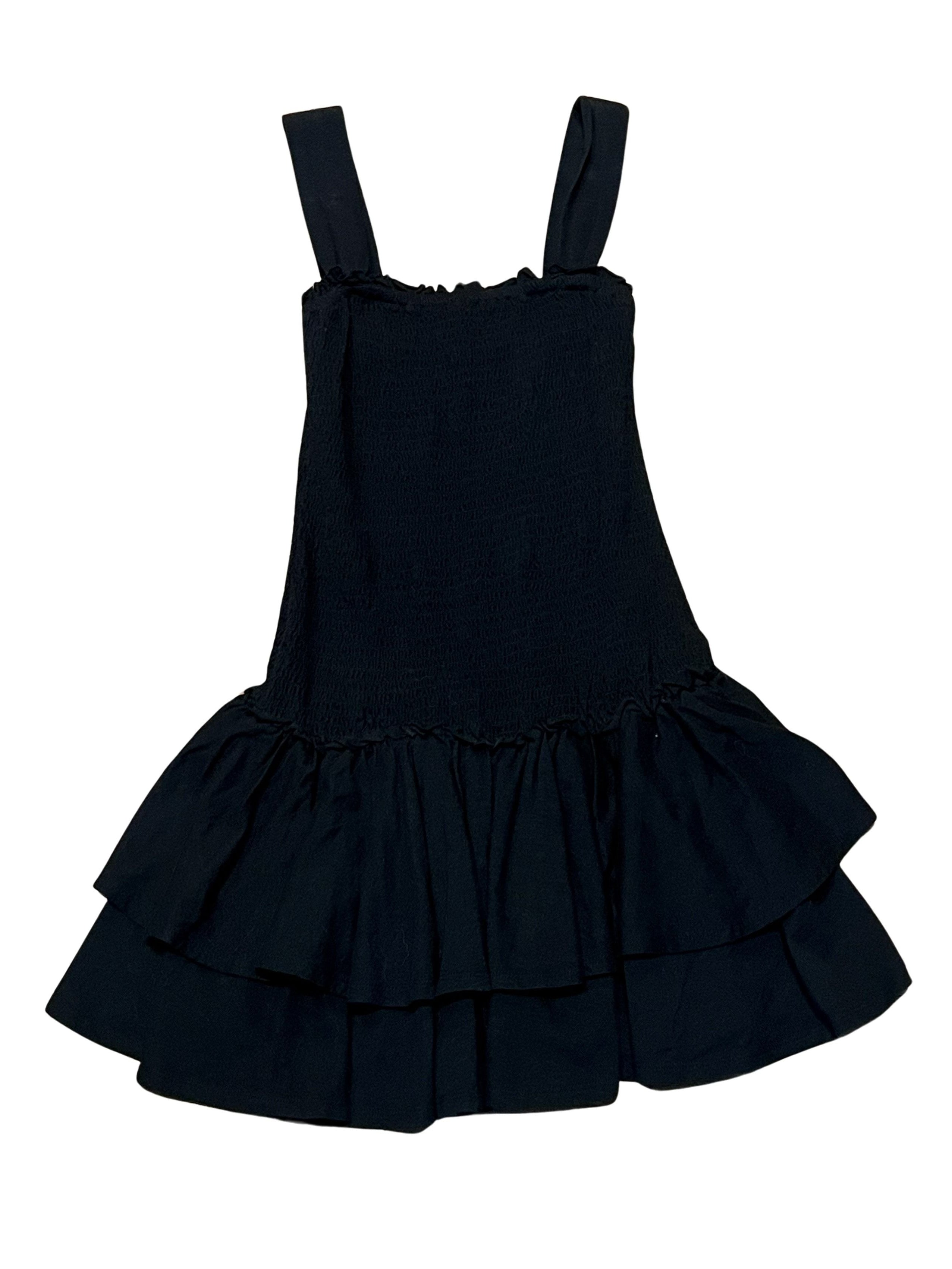 American Eagle Black Smocked Tiered Ruffle Mini Dress - XS