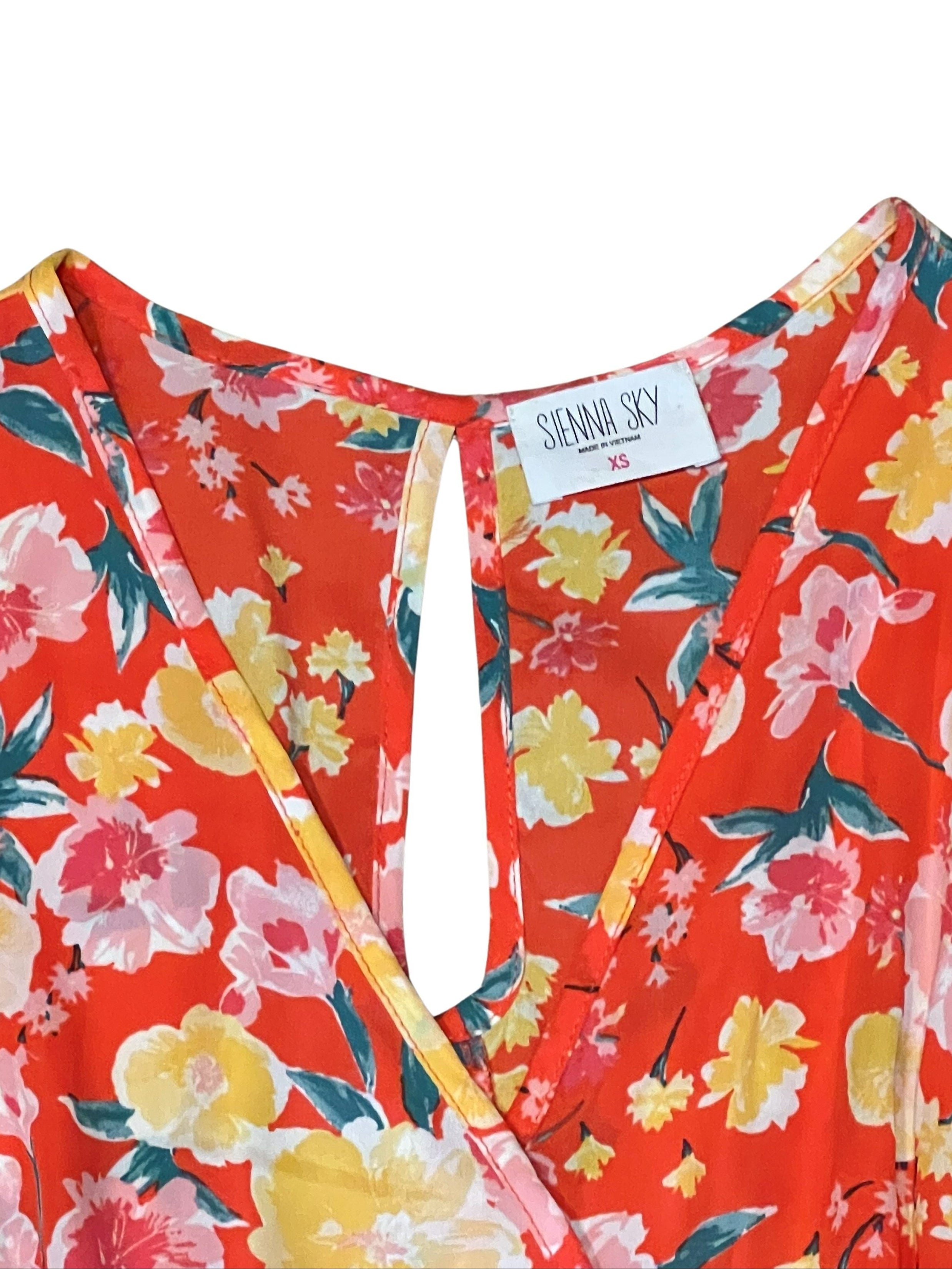Sienna Sky Orange Floral Wrap Midi Dress - Women's XS