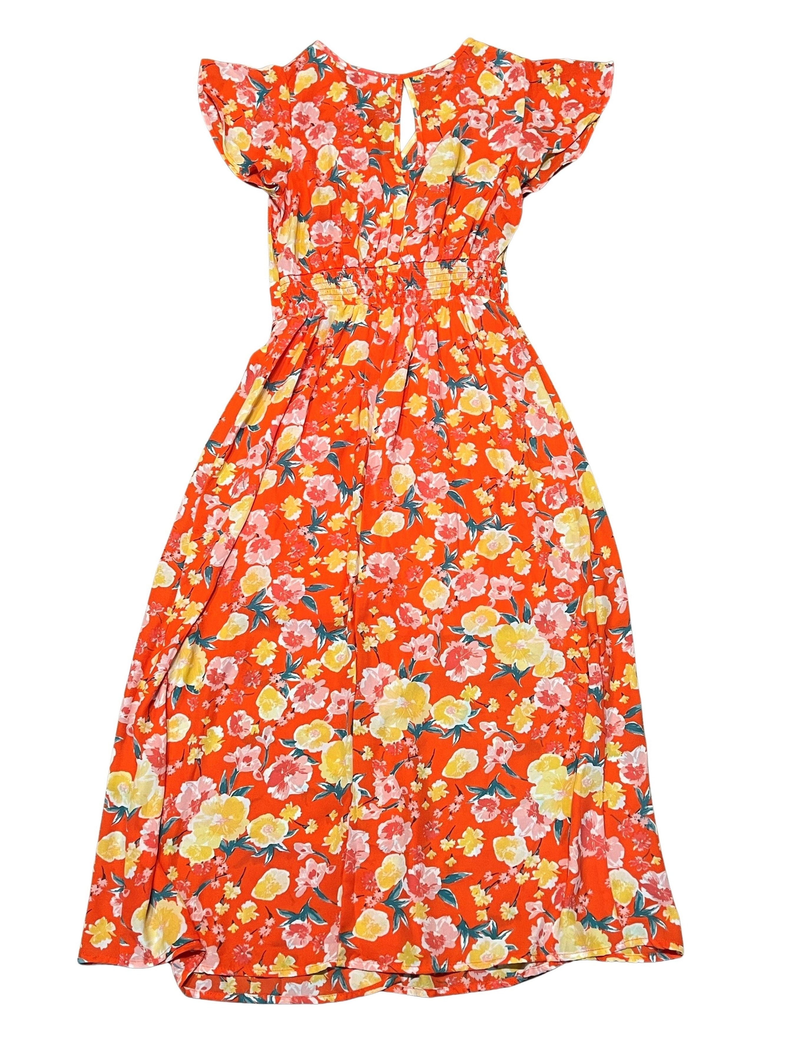 Sienna Sky Orange Floral Wrap Midi Dress - Women's XS
