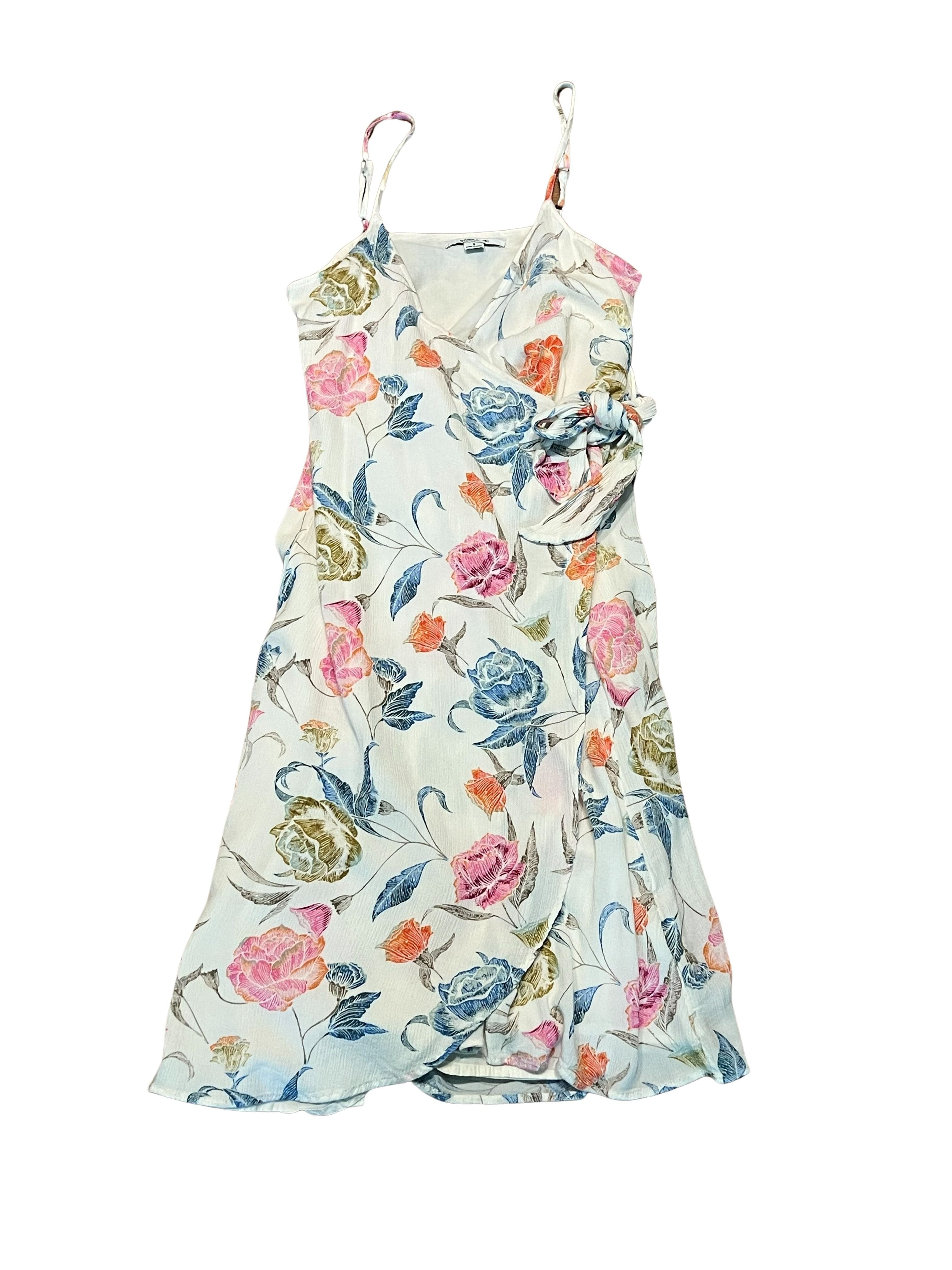 O'Neill Floral Wrap Dress - Women's Size S - Ivory Multicolor