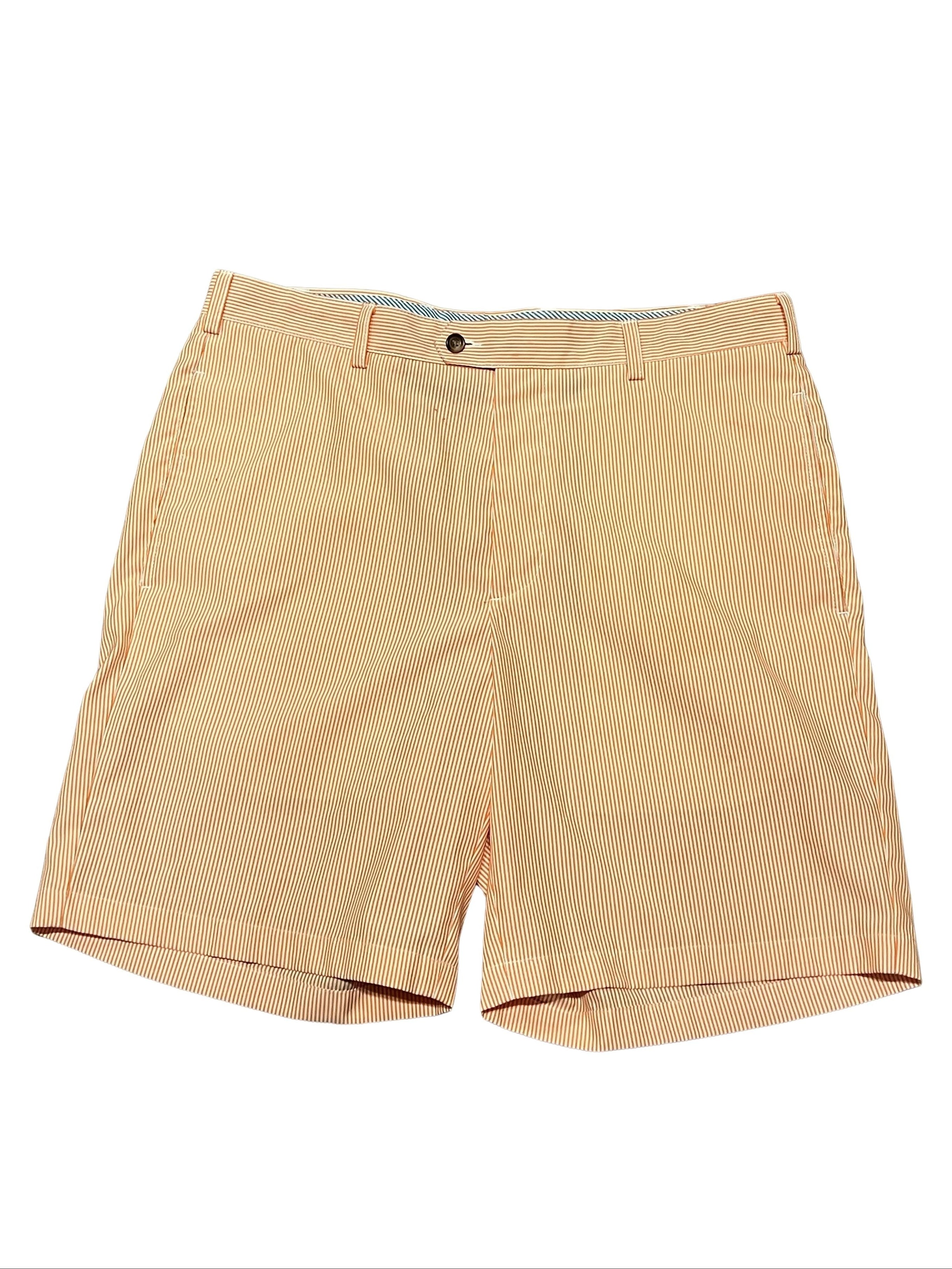 Donald Ross Men's Size 36 Orange Striped Seersucker Golf Shorts