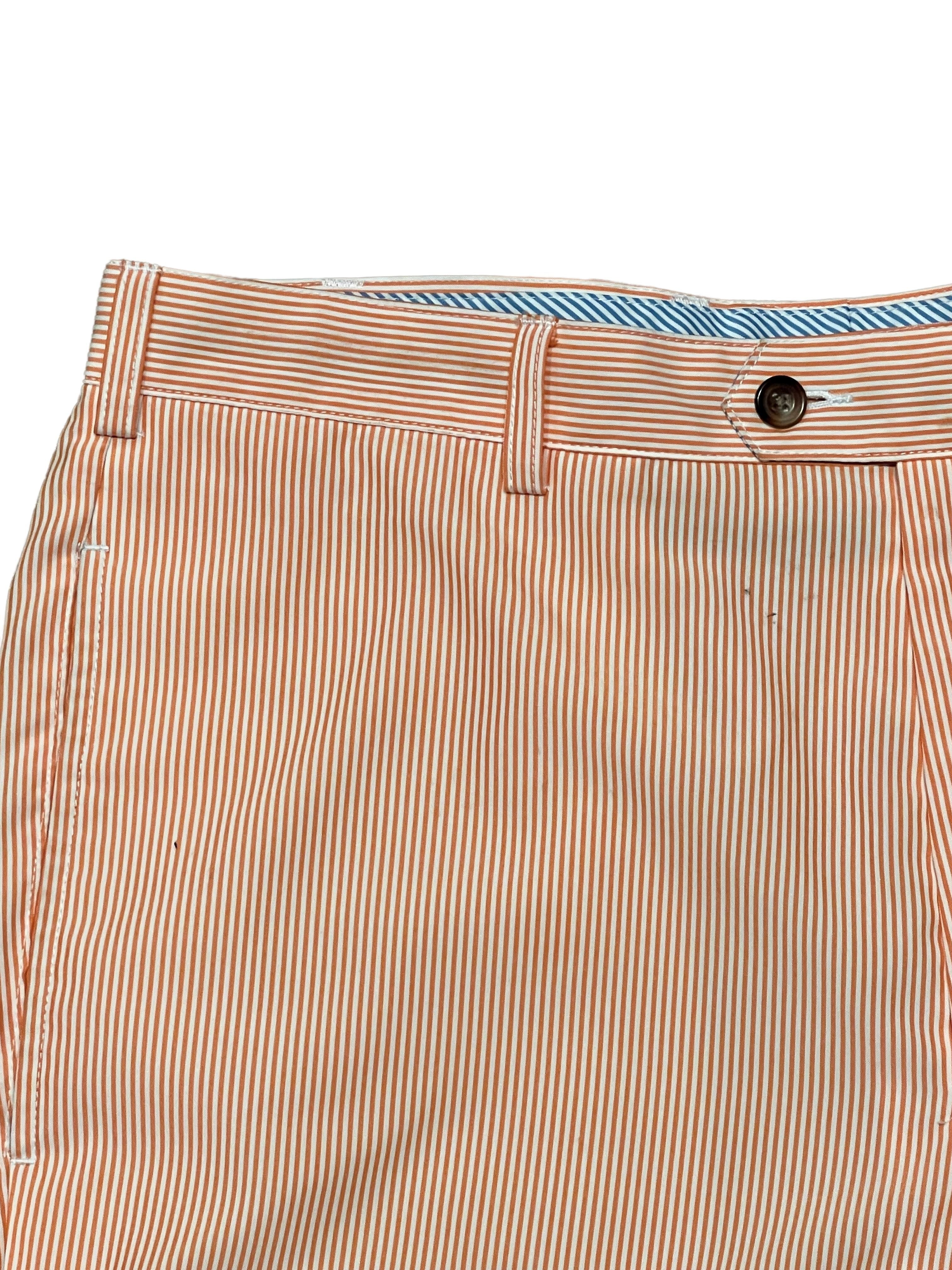 Donald Ross Men's Size 36 Orange Striped Seersucker Golf Shorts