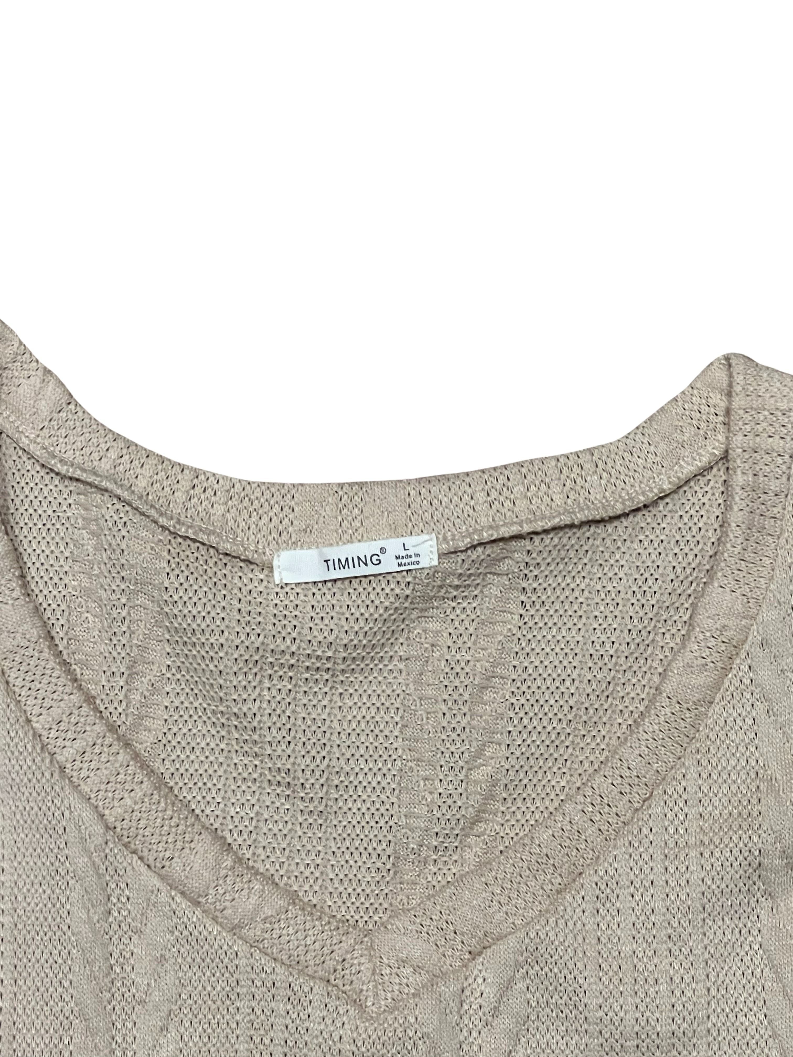 Timing Cropped Cable-Knit Sweater Vest Tank, Size L, Beige