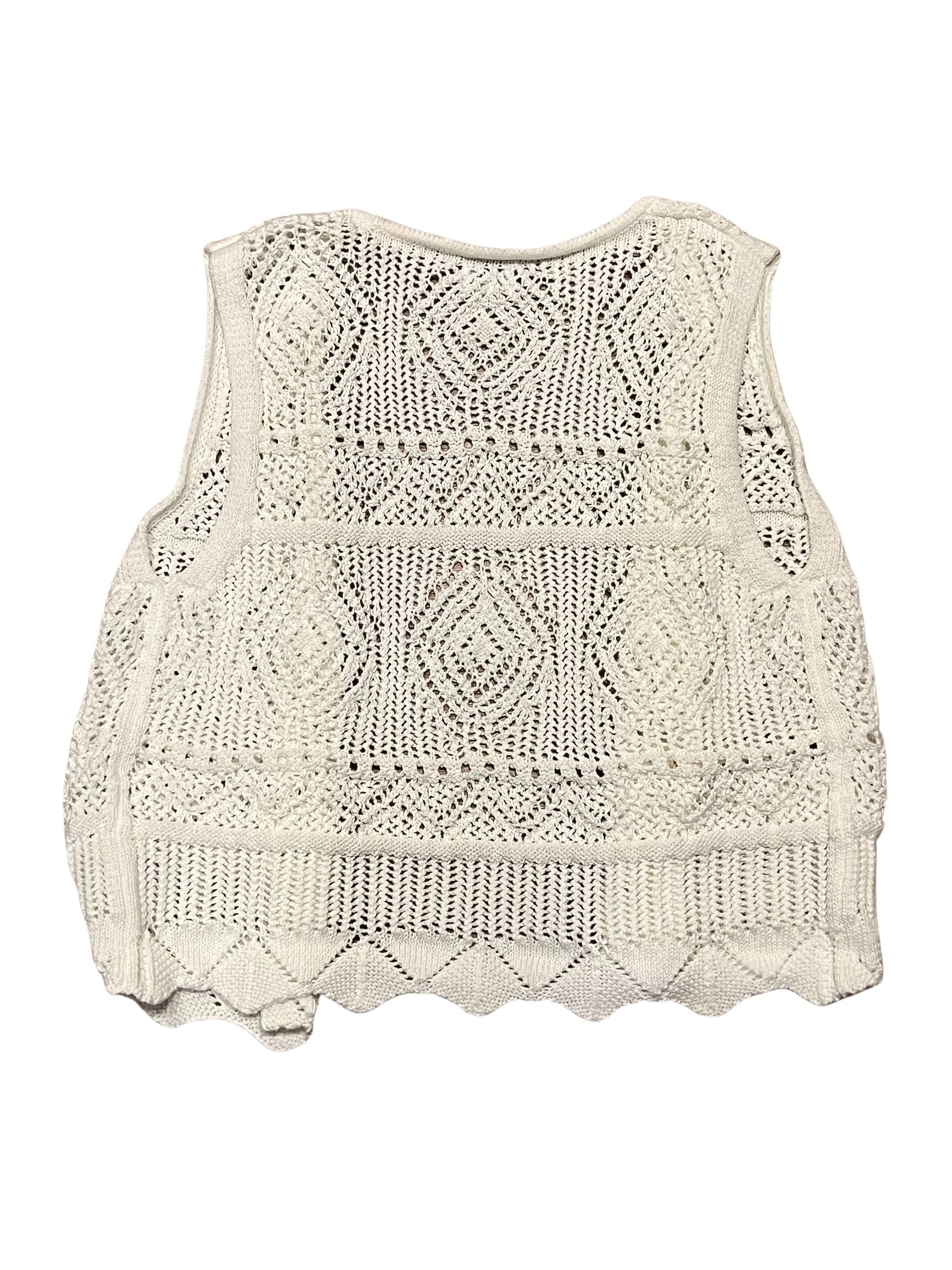A New Day White Crochet Knit Sweater Vest Size M