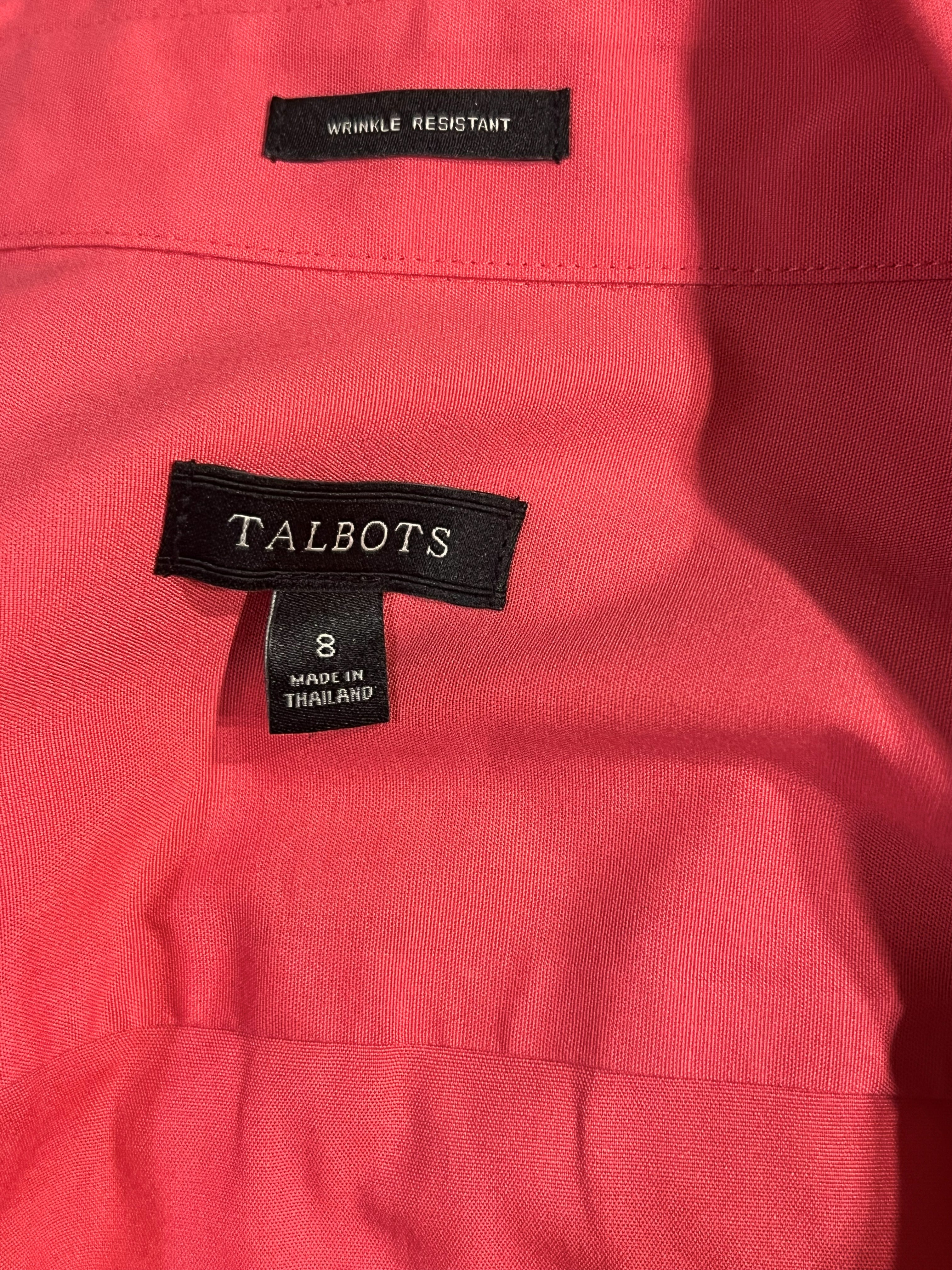 Talbots Women's Coral Sleeveless Button-Up Blouse, Size 8