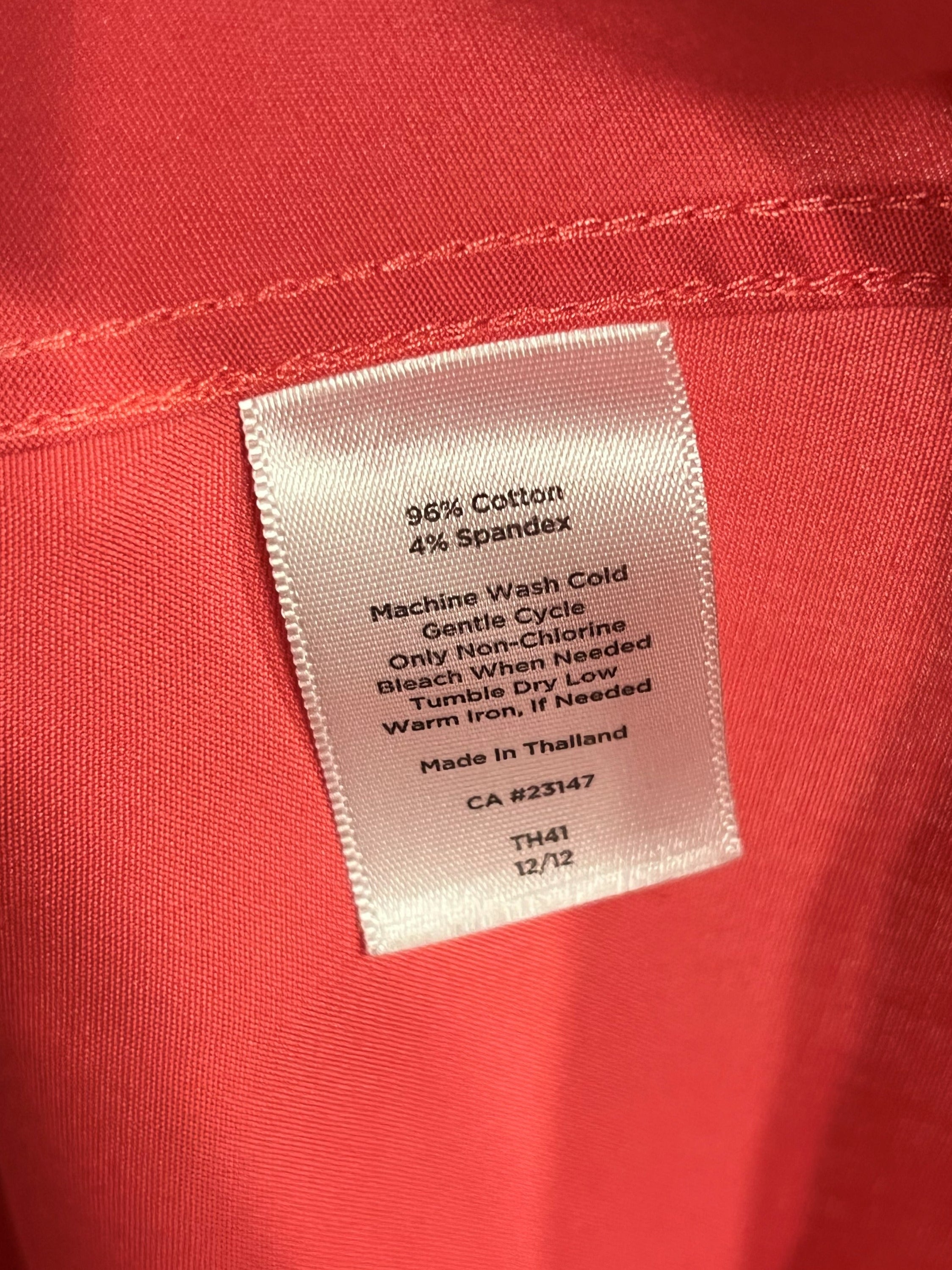 Talbots Women's Coral Sleeveless Button-Up Blouse, Size 8