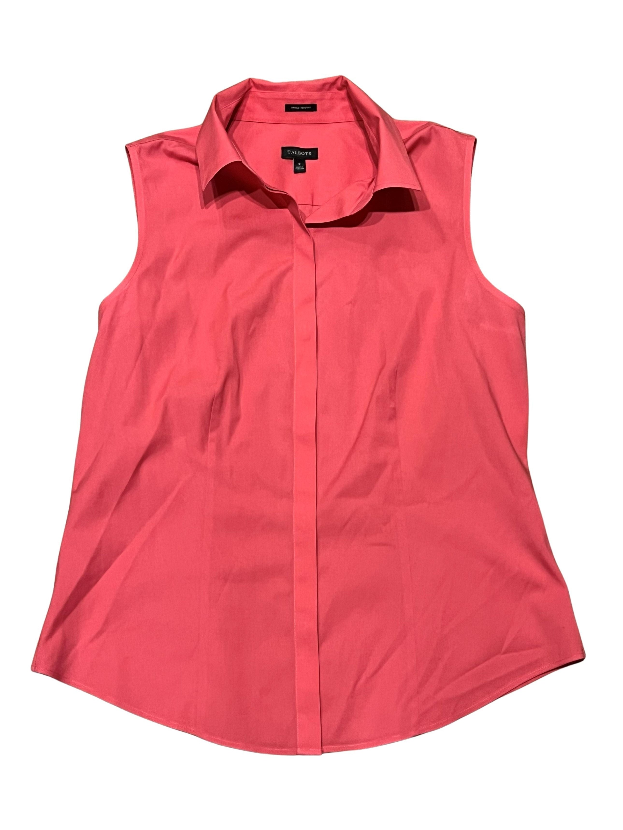 Talbots Women's Size 8 Coral Sleeveless Button-Up Blouse