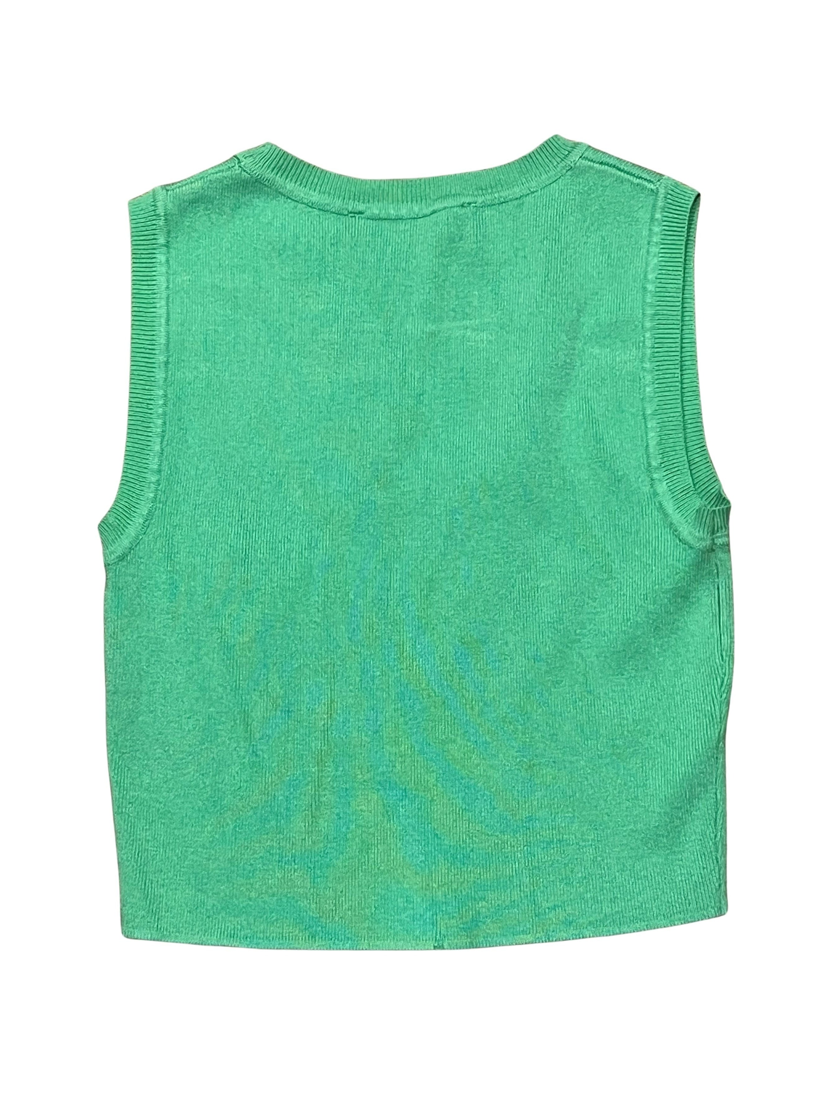 Zara Green Ribbed Knit Sleeveless Top Size M