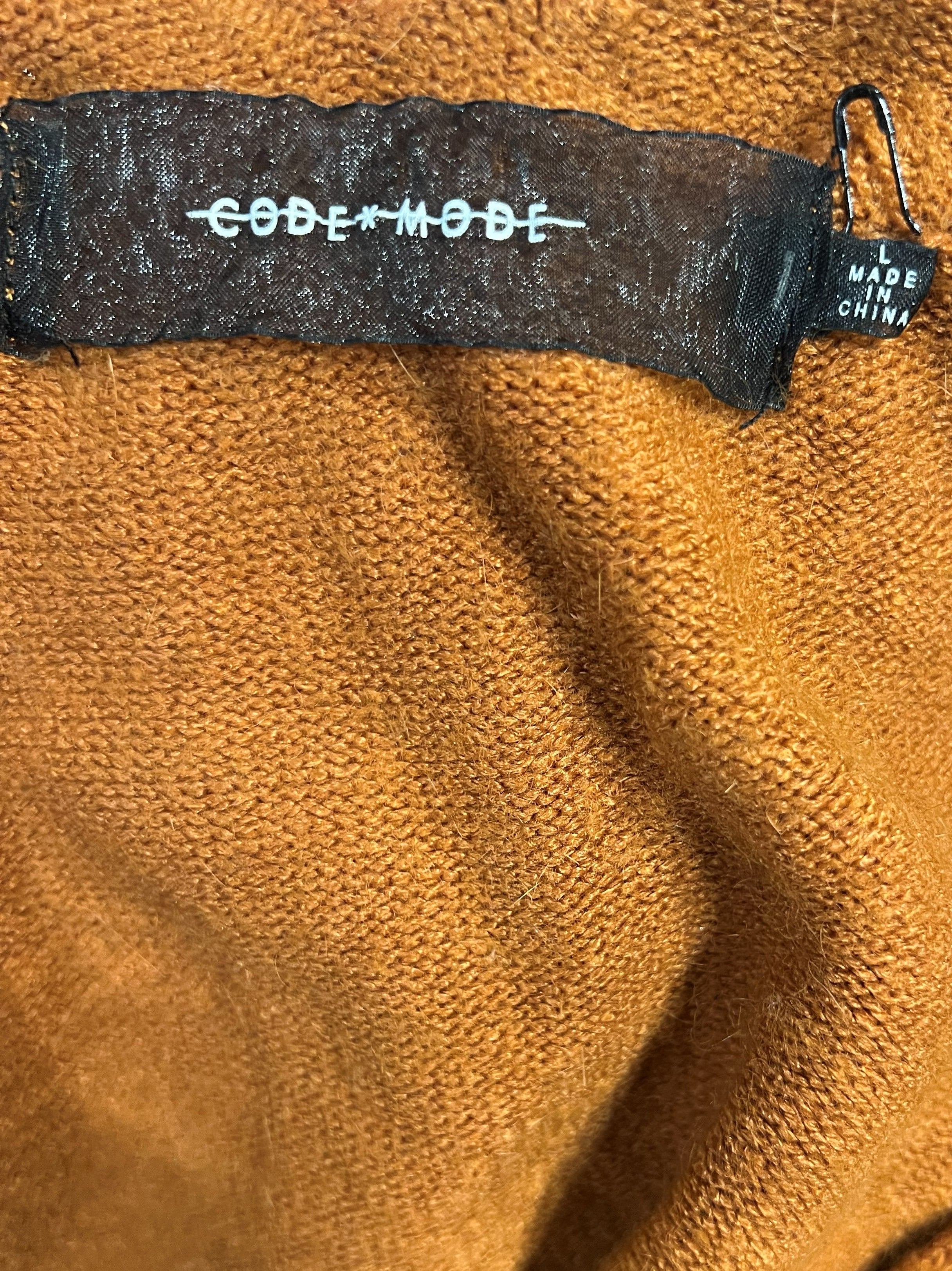 Code & Mode Rust Brown Ribbed Knit Cropped Cami Top, Size L
