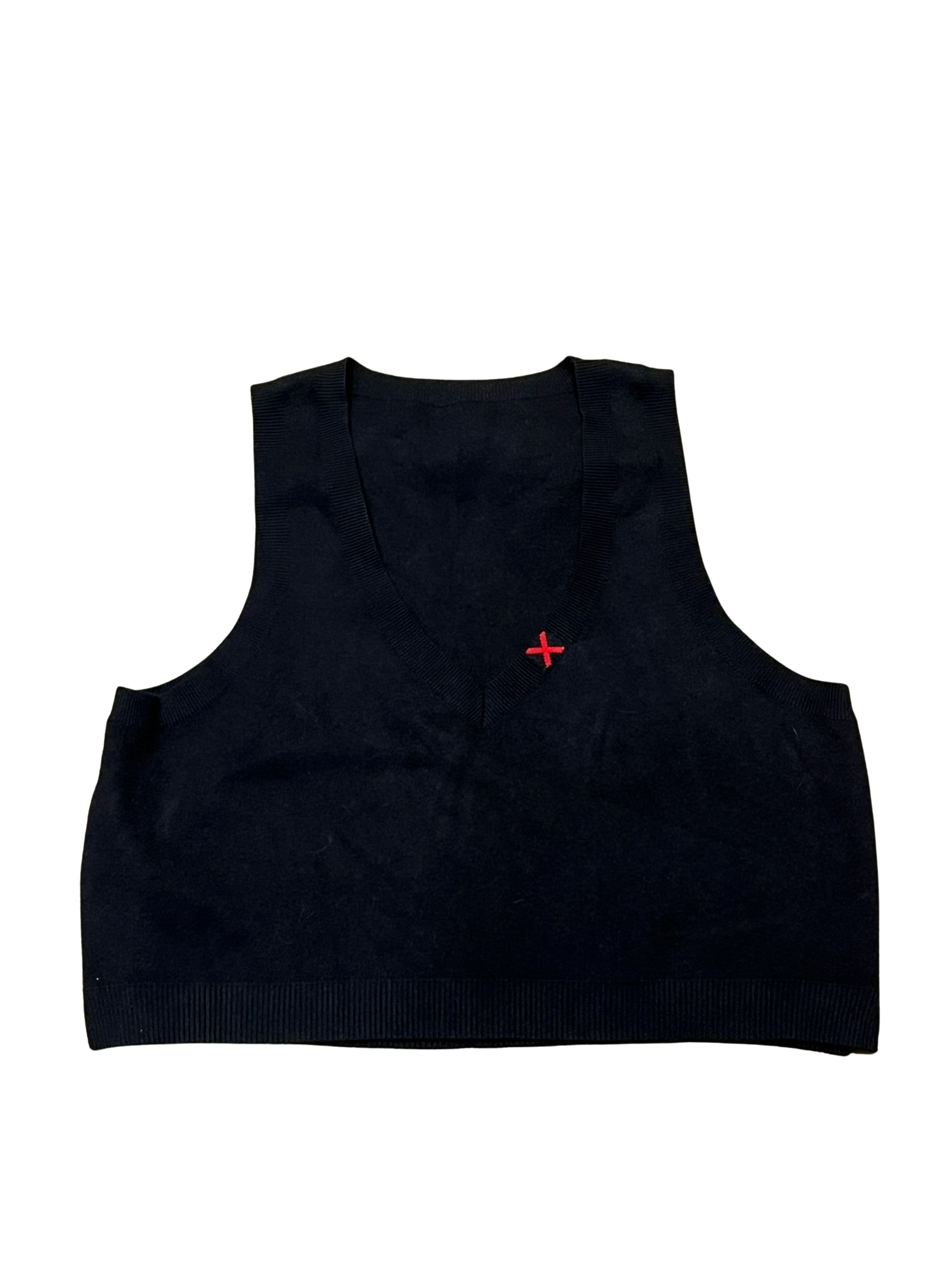Black Sleeveless Knit Vest Top