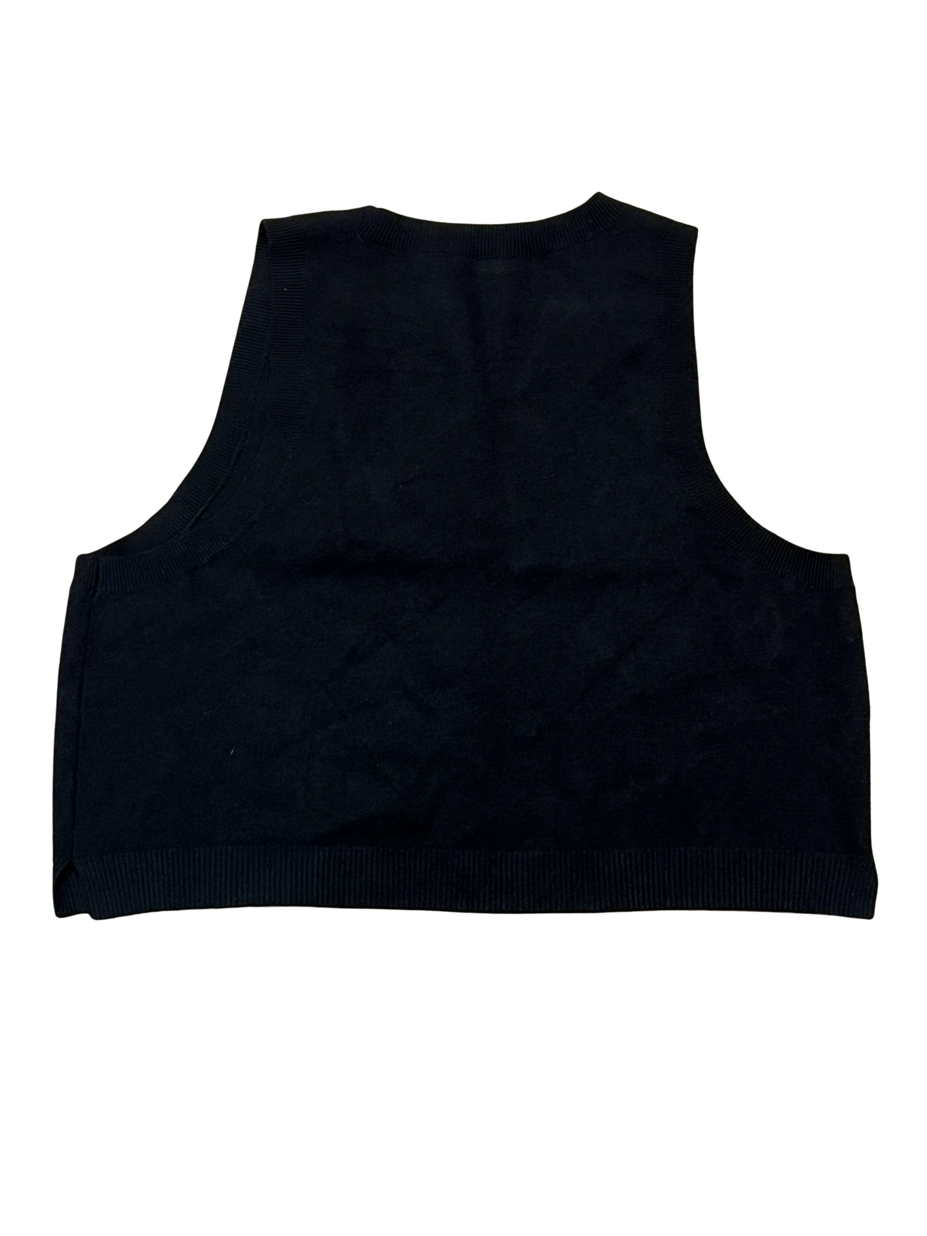 Black Sleeveless Knit Vest Top