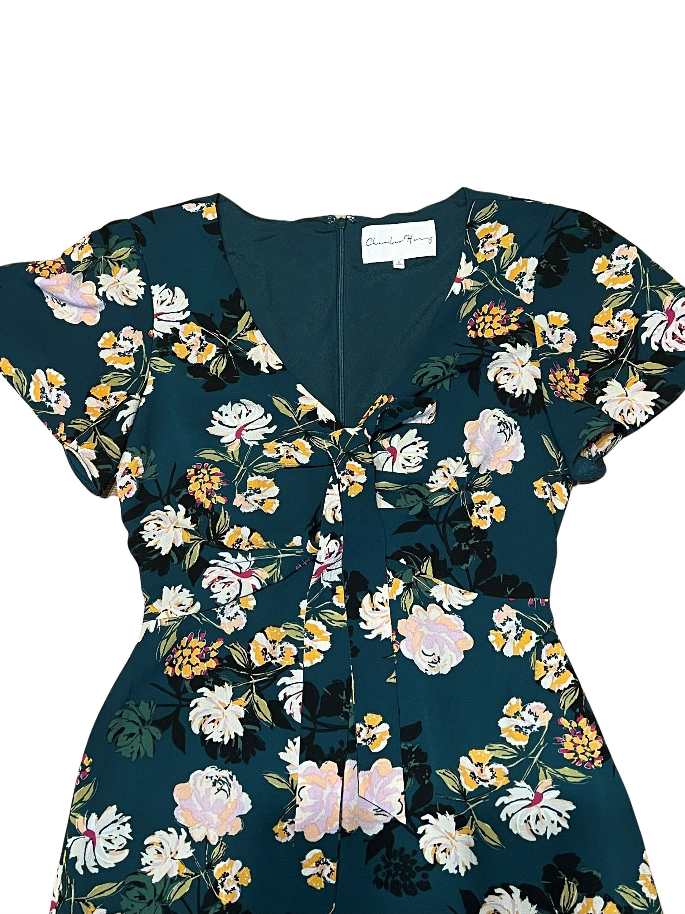 Charles Henry Dark Teal Floral Ruffle Dress Size S