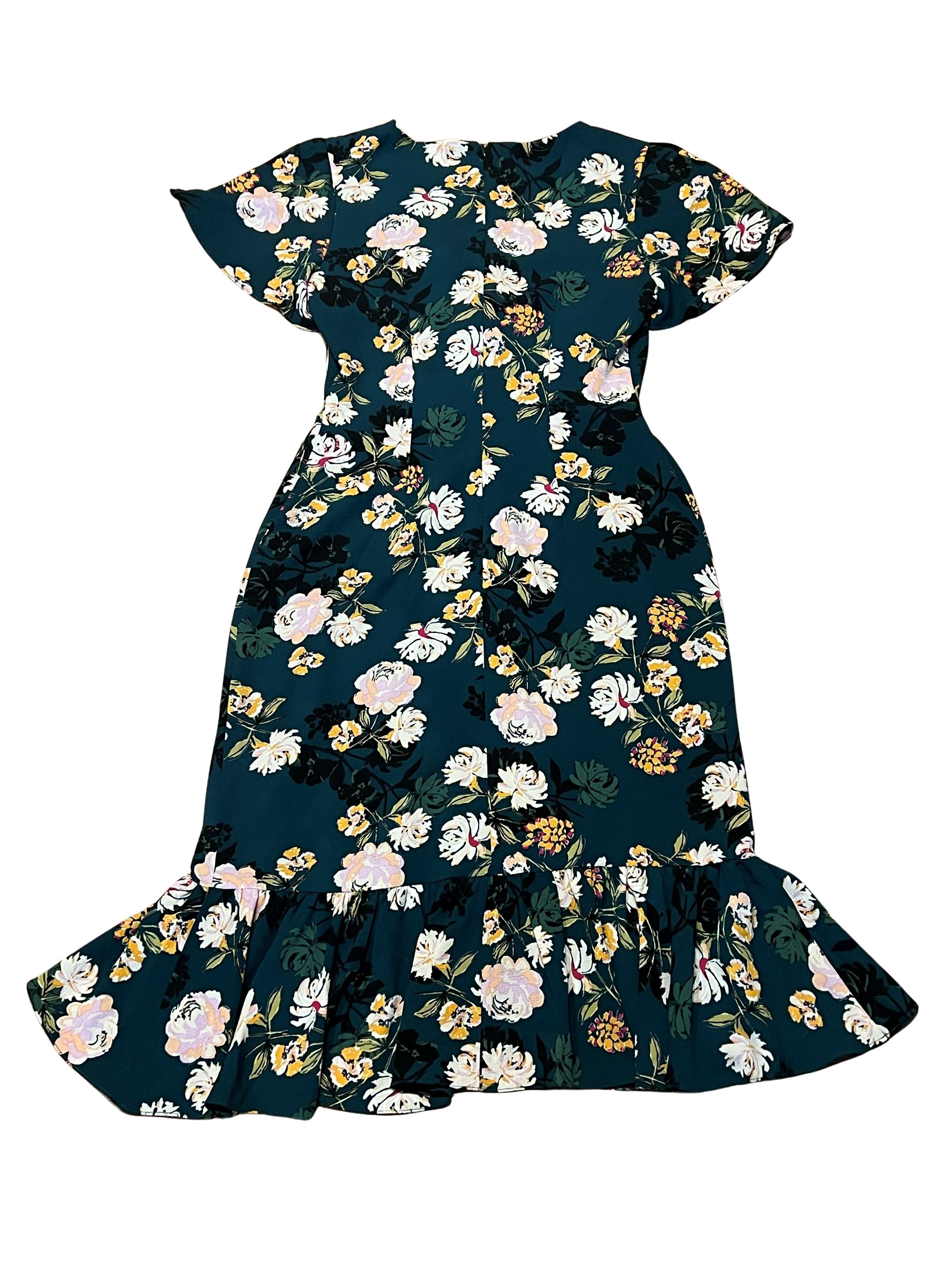 Charles Henry Dark Teal Floral Ruffle Dress Size S