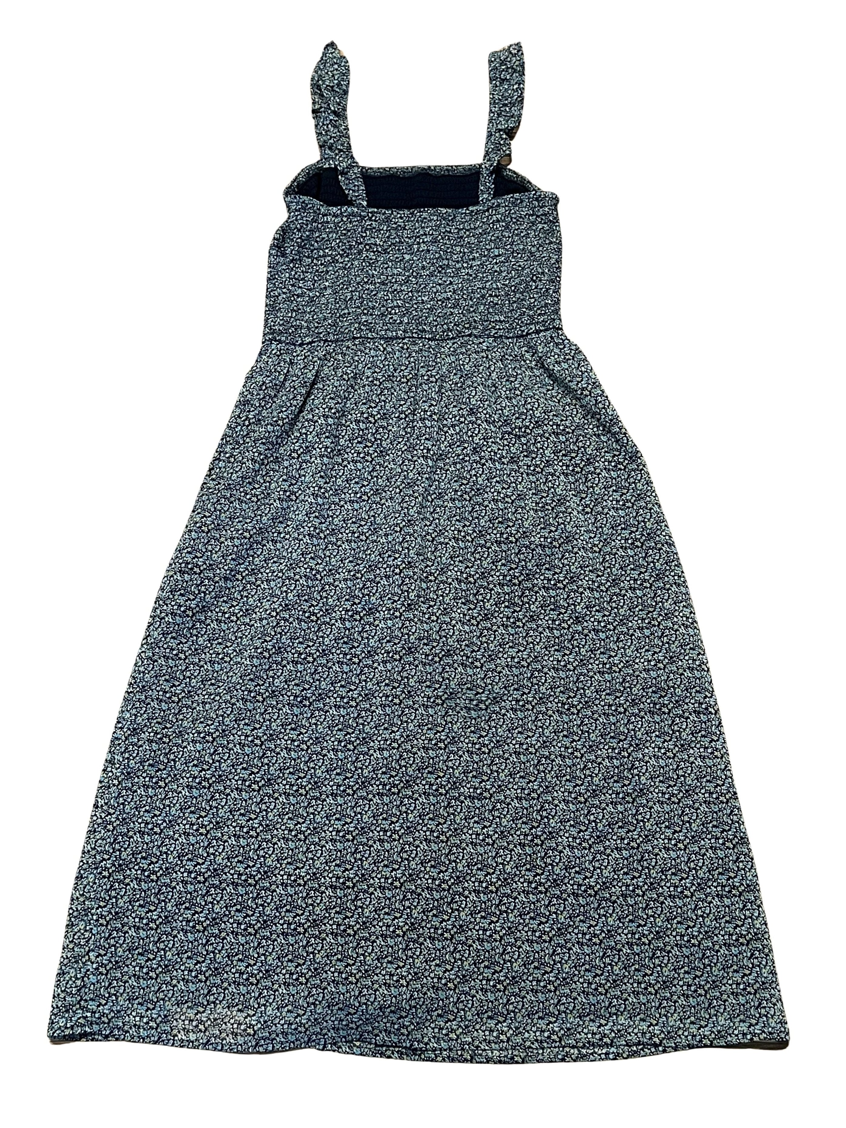 Navy Floral Print Dress with Tie Detail - Polyester