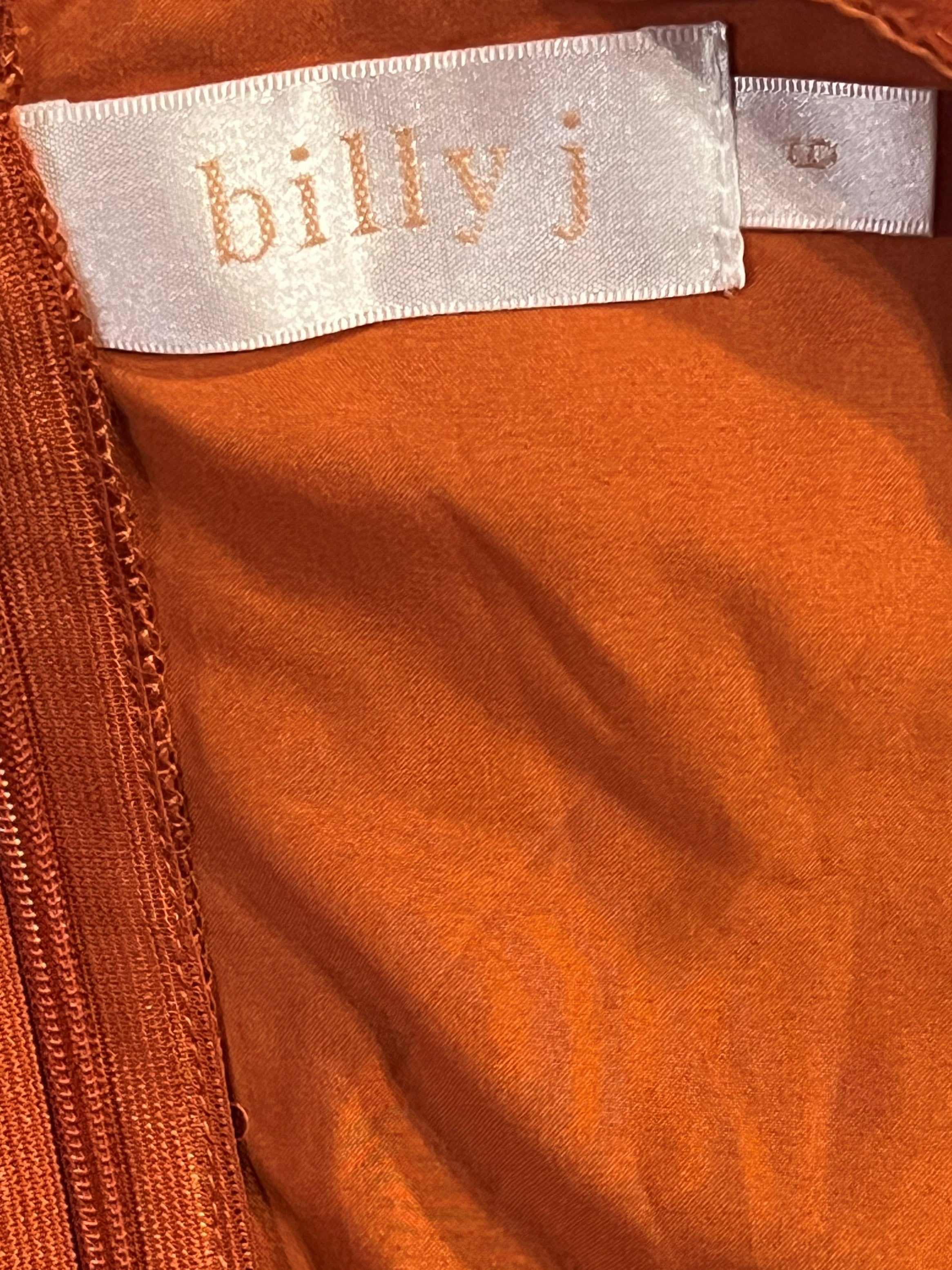 Billy J Rust Orange Hi-Low Dress with front-tie, Size 6