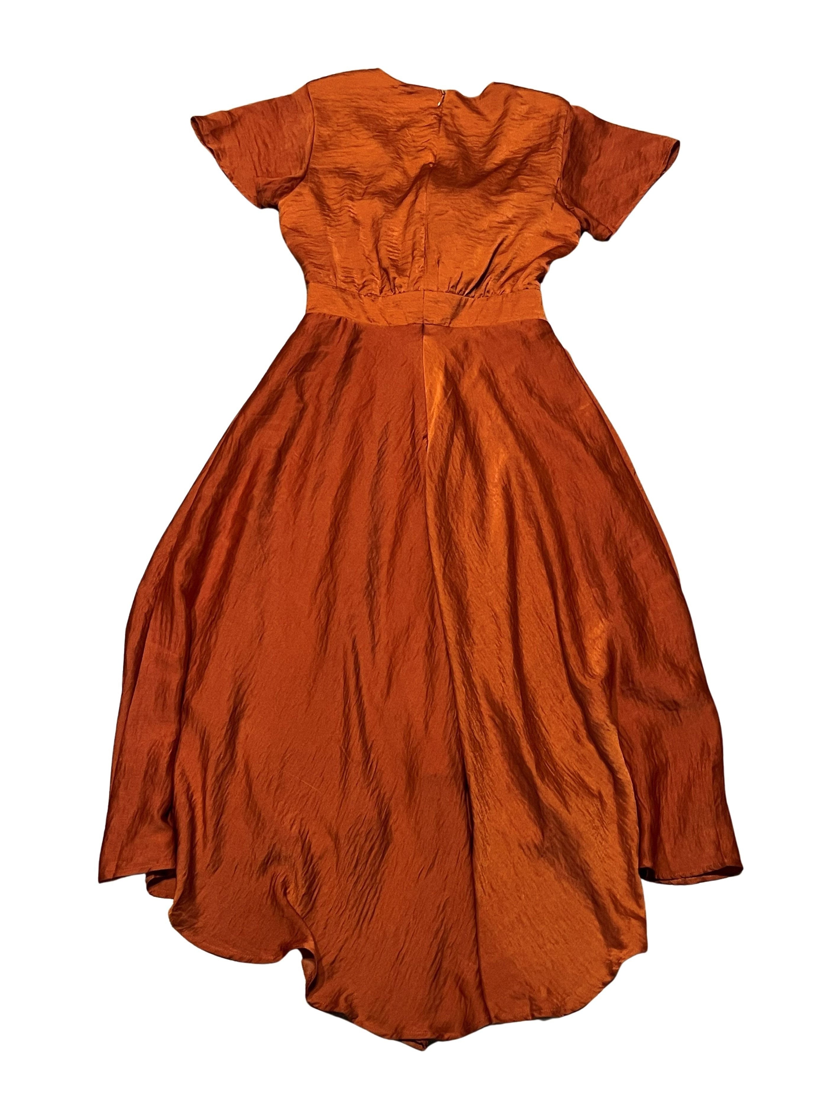 Rust Orange Maxi Dress with Ruffle Waist - Size 5