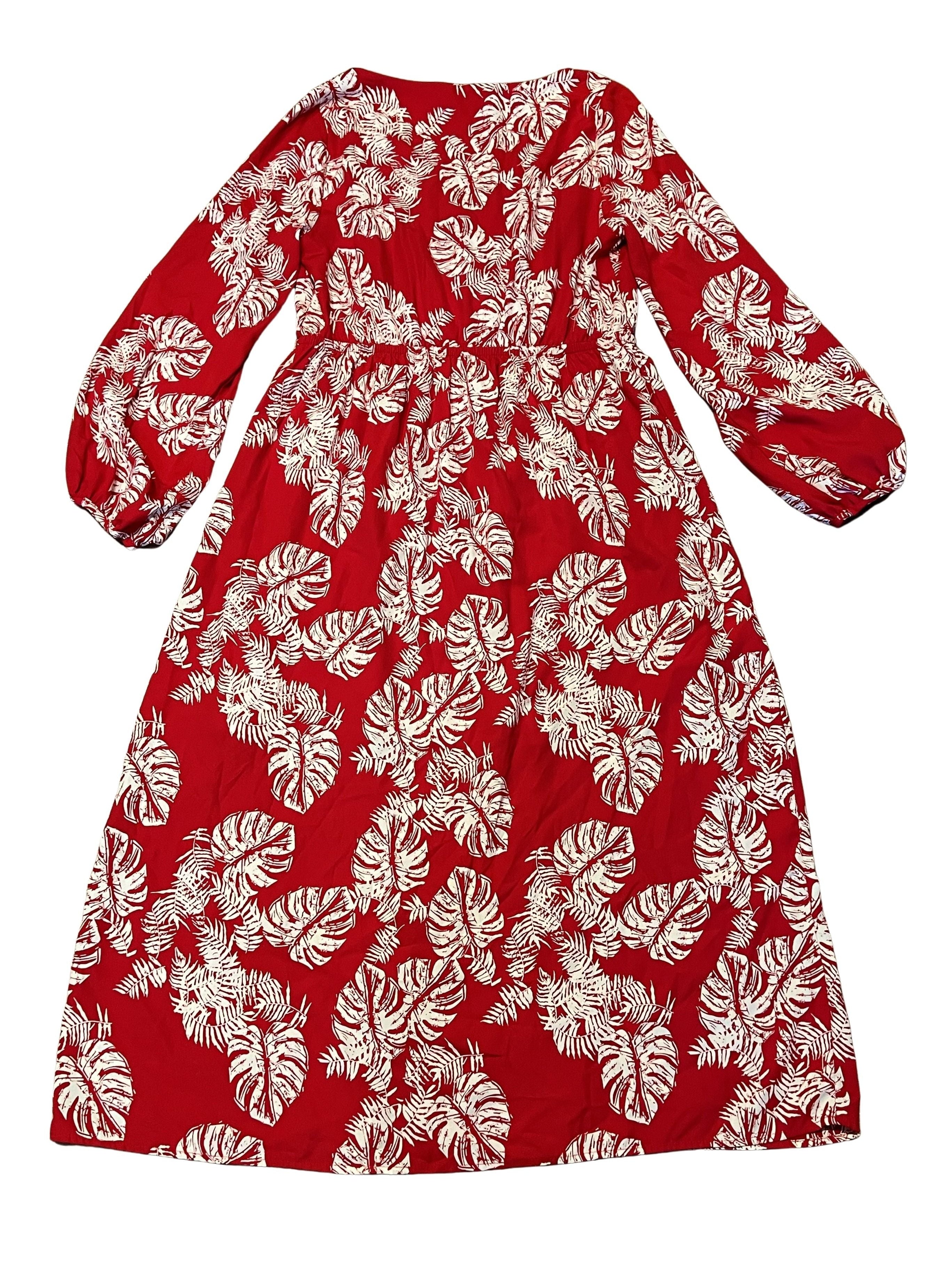 Free Press Red Tropical Leaf Print Midi Dress Size S