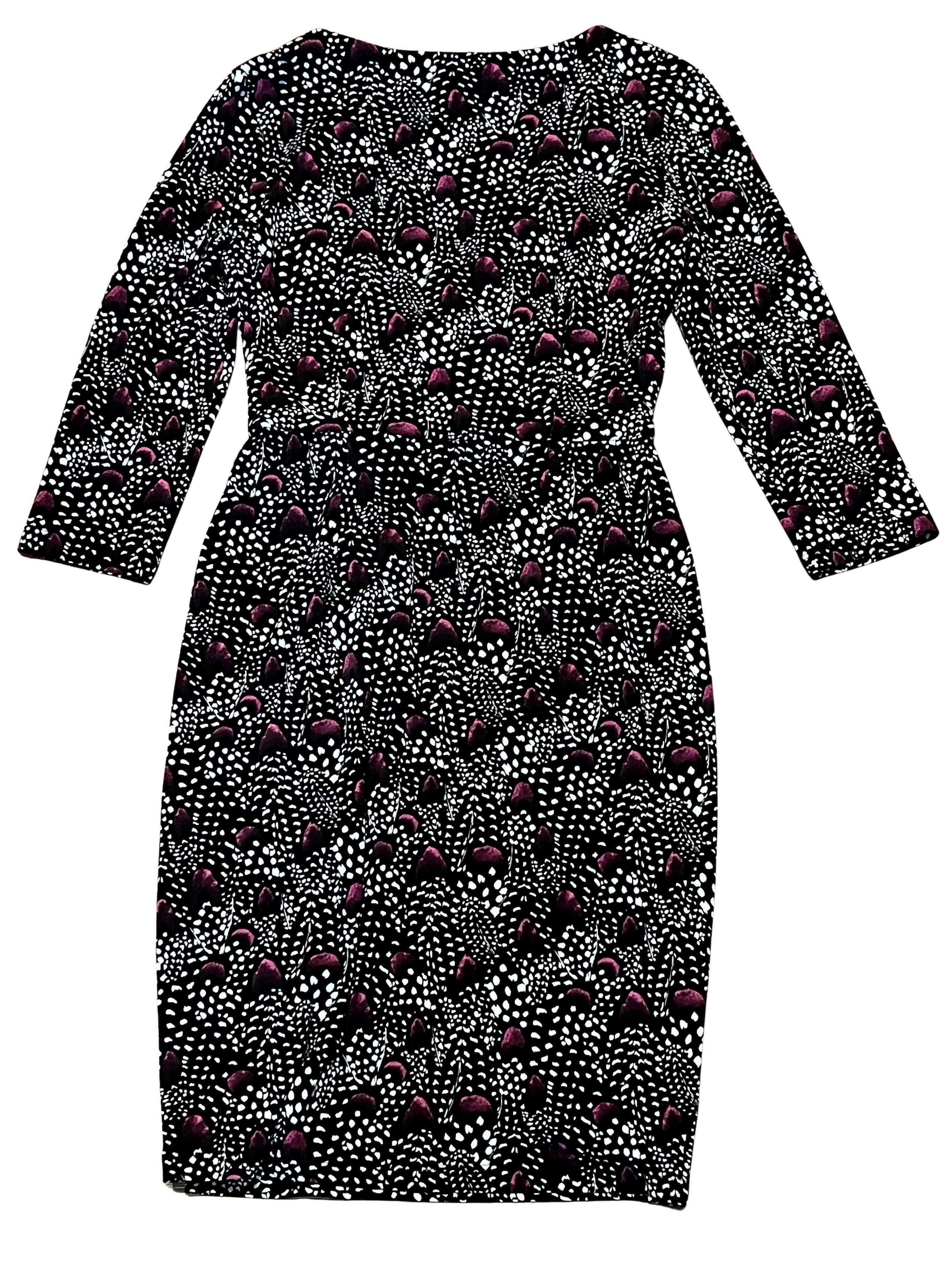 White House Black Market Black Dotted Print Long Sleeve Dress Size 0