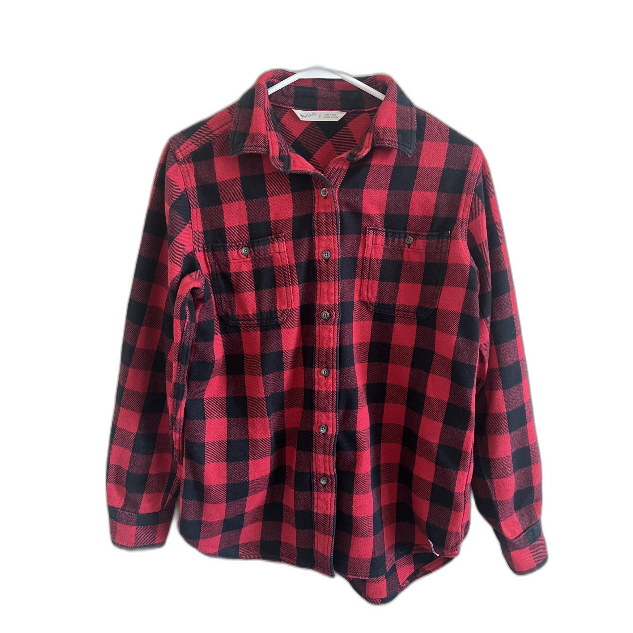Woolrich Red & Black Buffalo Plaid Flannel Shirt Size S