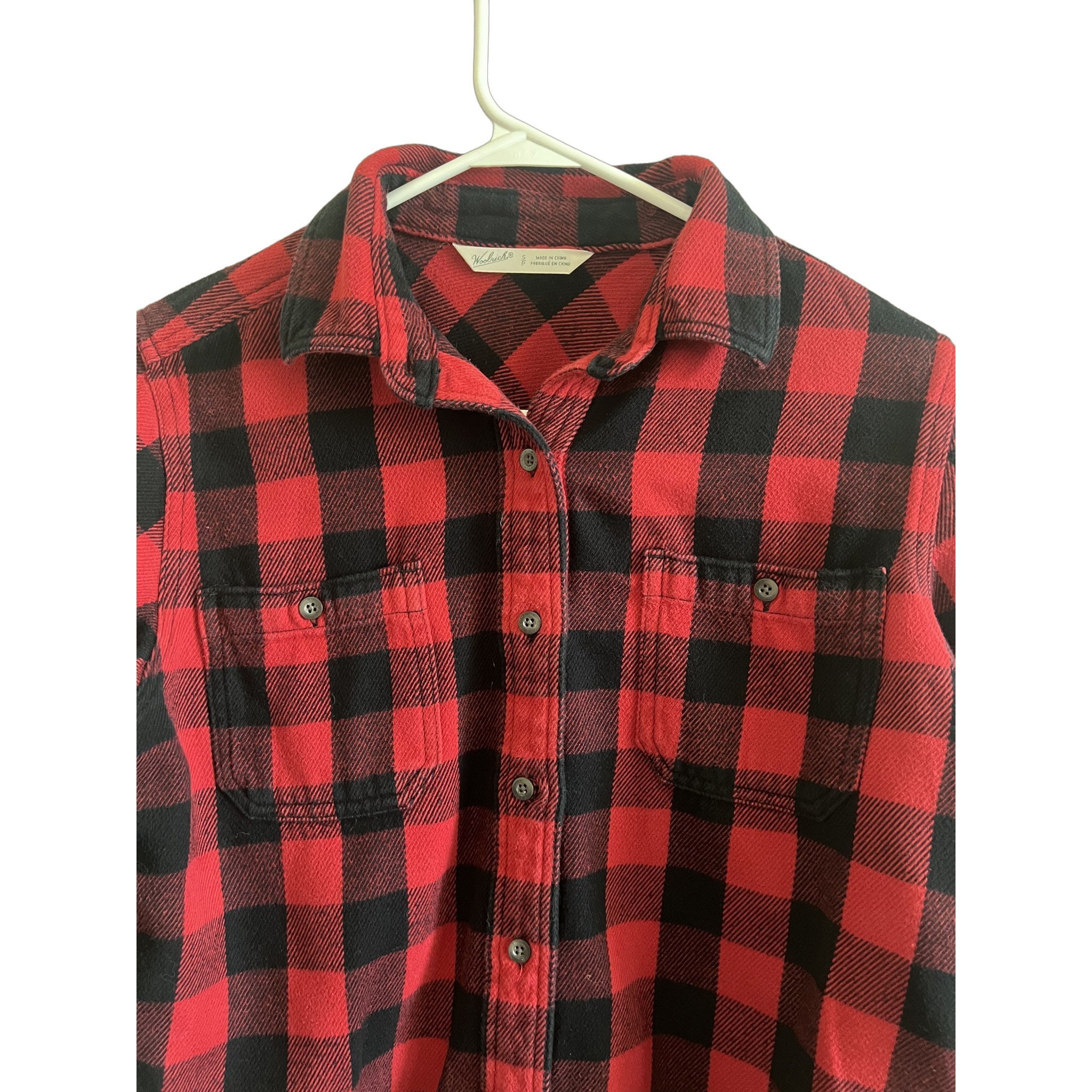 Woolrich Red & Black Buffalo Plaid Flannel Shirt Size S