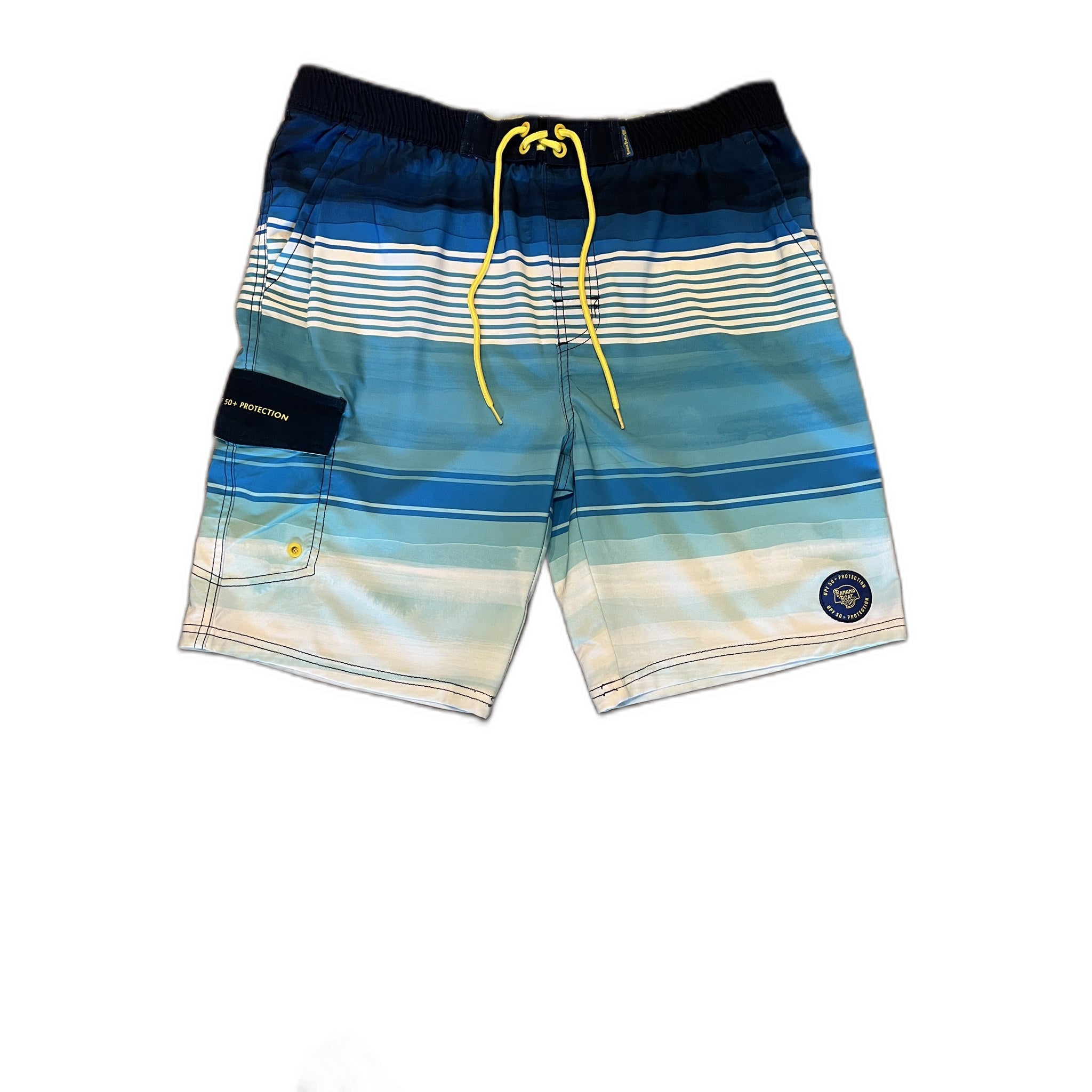 Banana Boat Men's Blue Ombre Striped Board Shorts UPF 50+