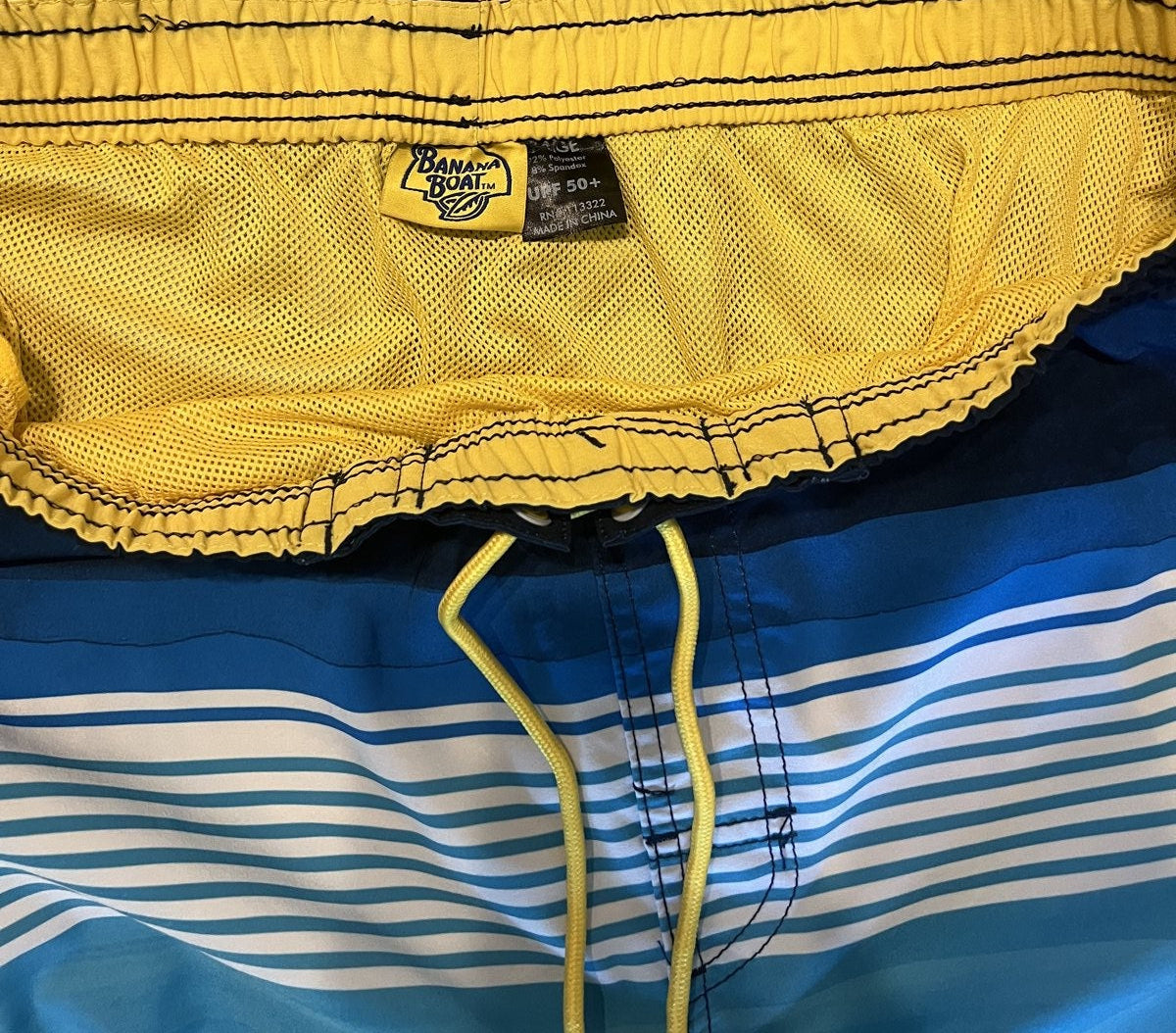 Banana Boat Men's Blue Ombre Striped Board Shorts UPF 50+