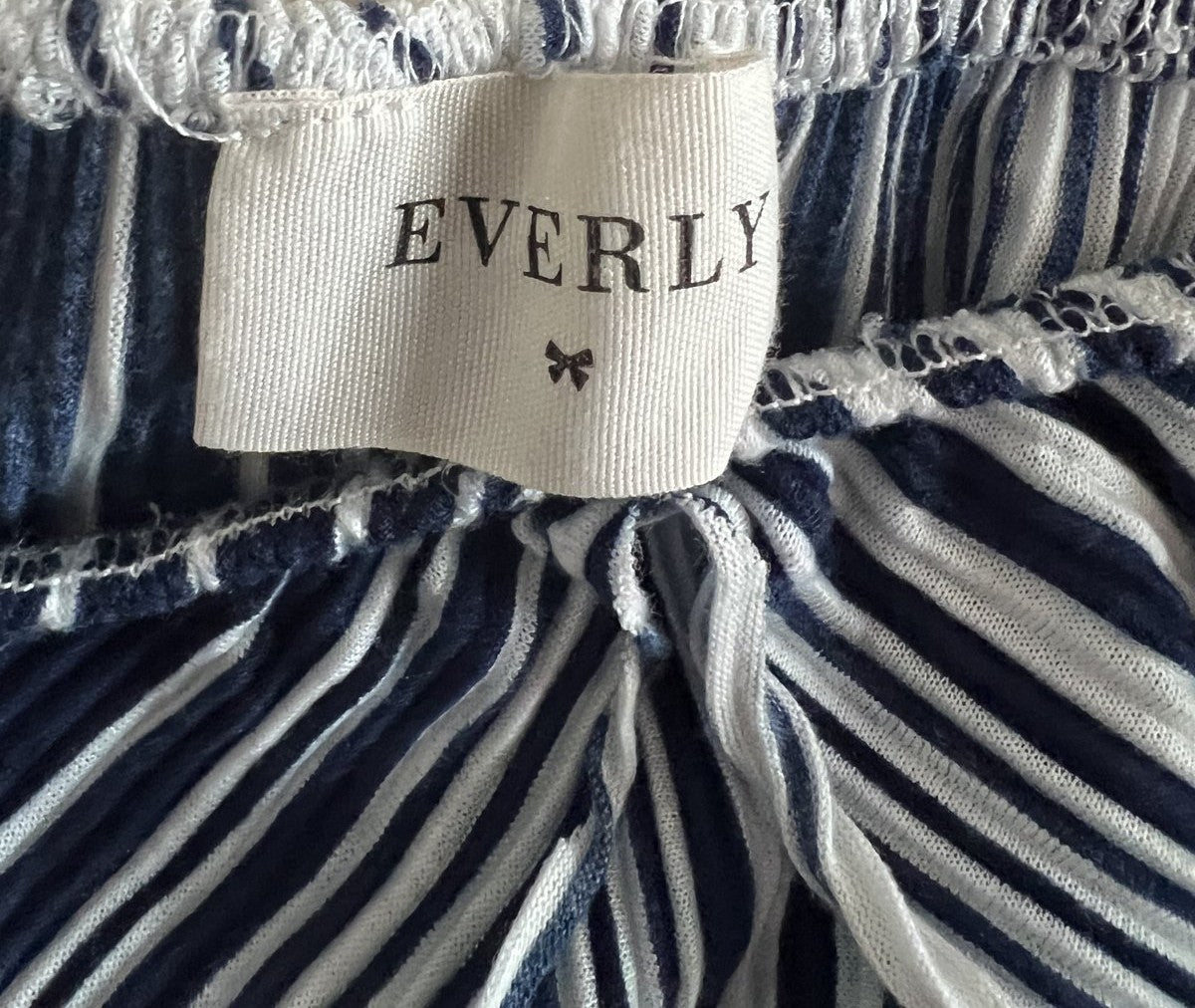 Everly Navy & White Striped Off-Shoulder Ruffle Dress - Size S