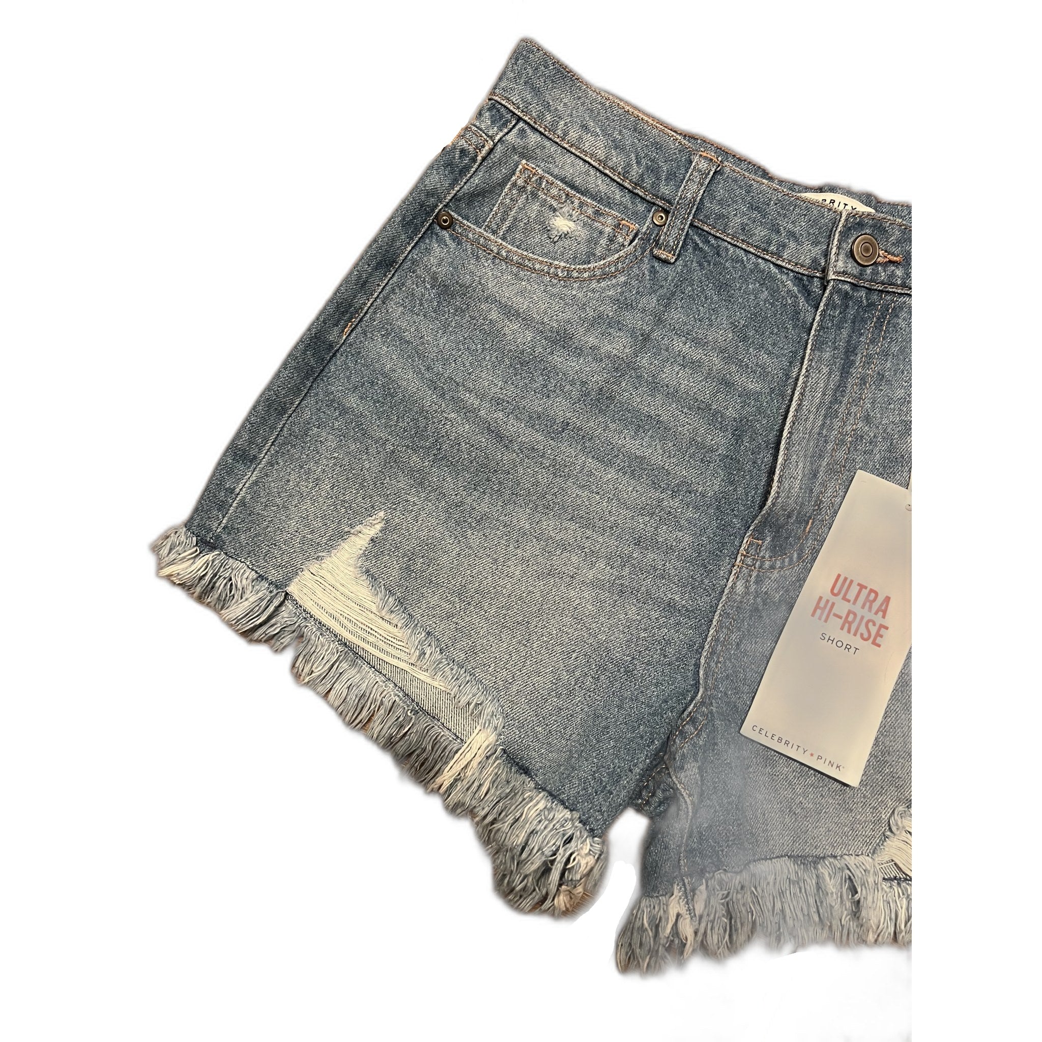 Celebrity Pink Ultra Hi-Rise Distressed Denim Shorts Size 11/30 NWT
