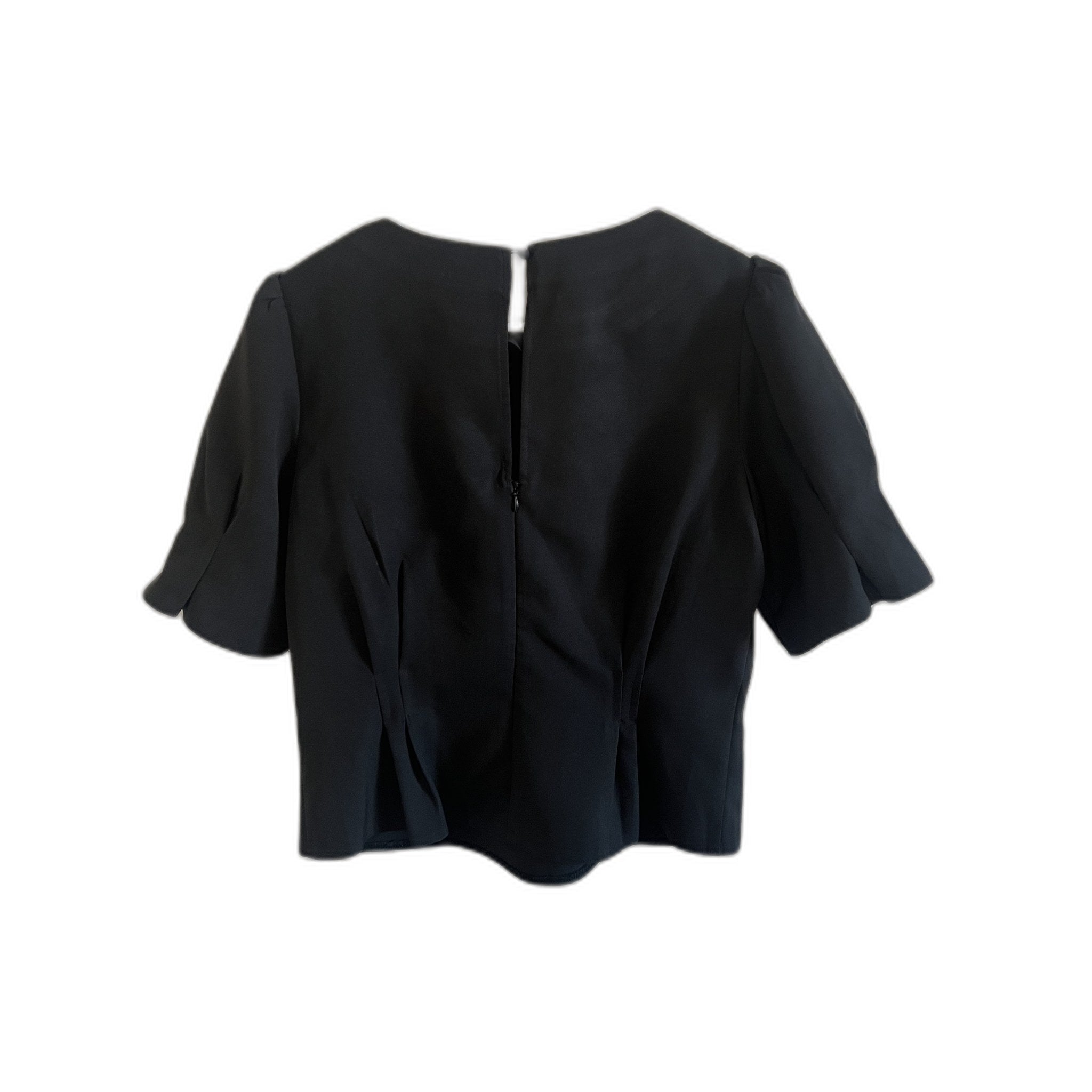 Forever 21 Black Puff Sleeve Blouse with Keyhole Back