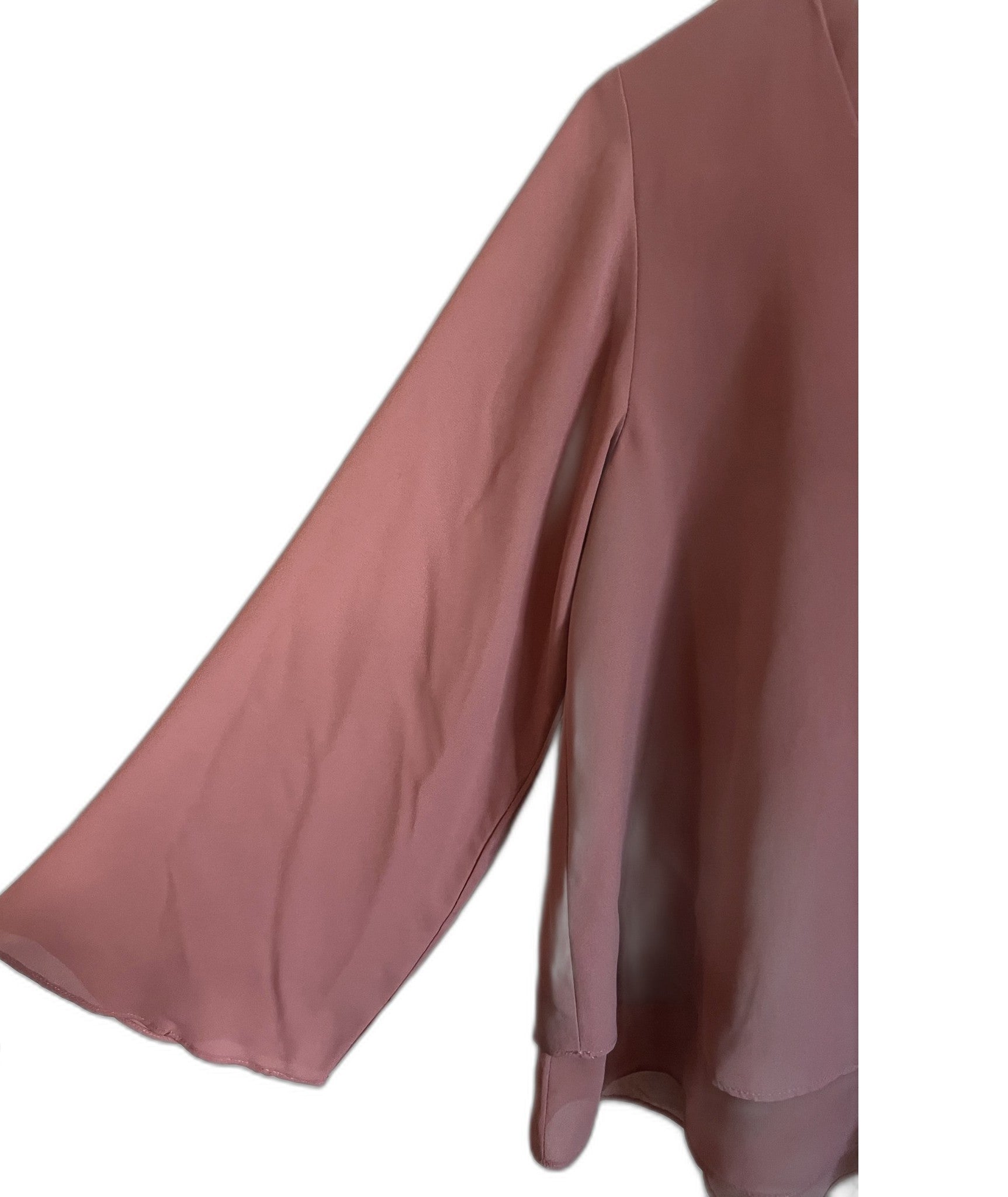 Zara Women's Dusty Rose V-Neck Bell Sleeve Blouse Size S