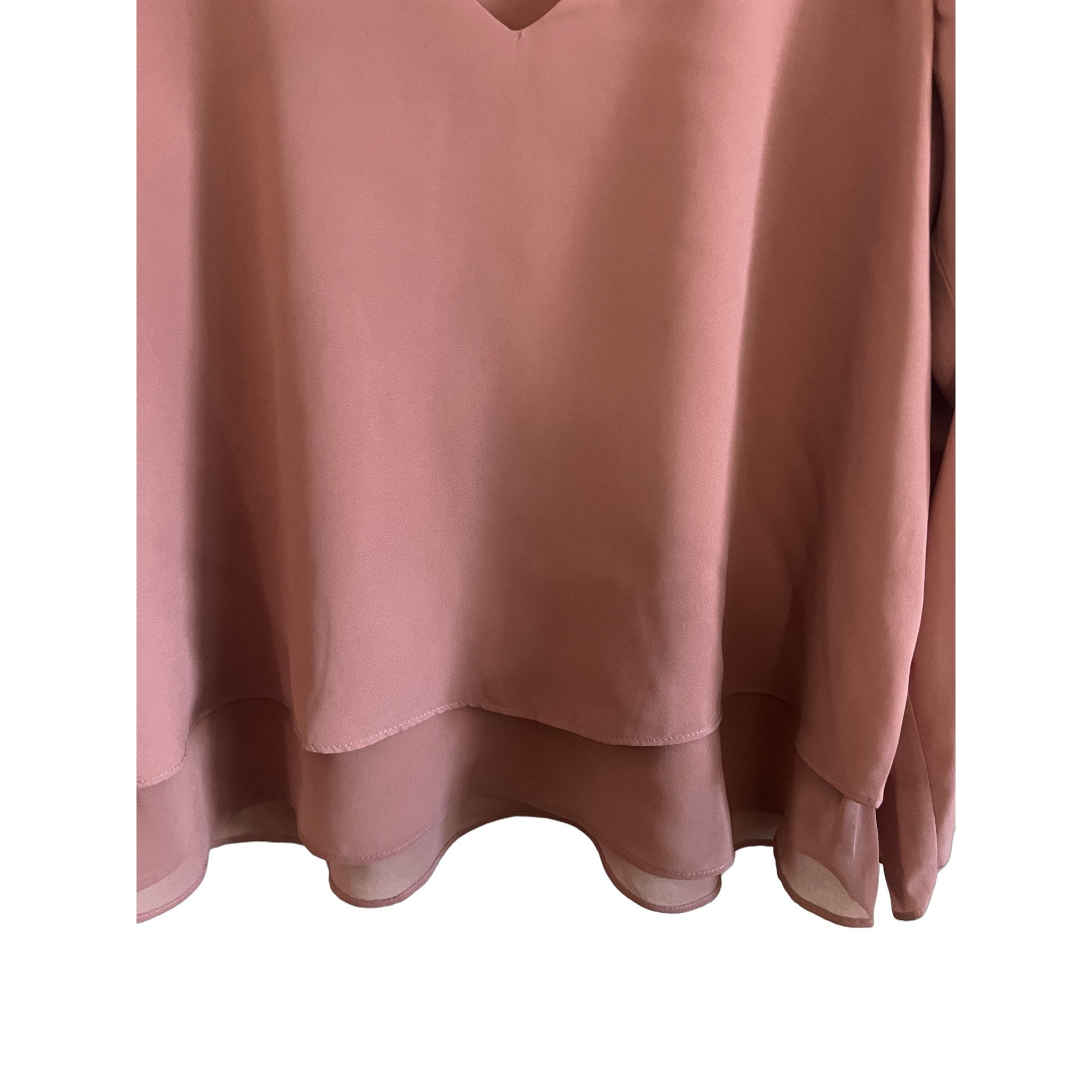 Zara Women's Dusty Rose V-Neck Bell Sleeve Blouse Size S
