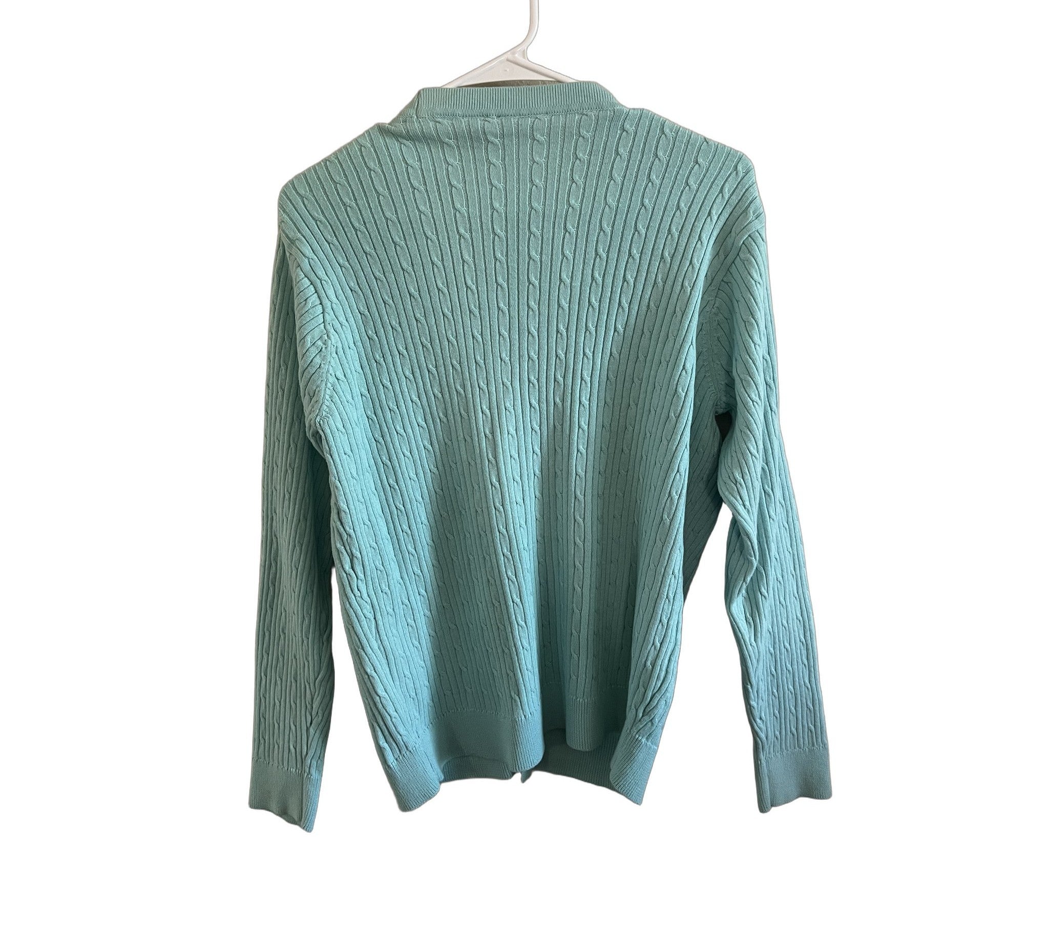 Bay Studio Petite Mint Green Cable Knit Button Cardigan Sweater PXL