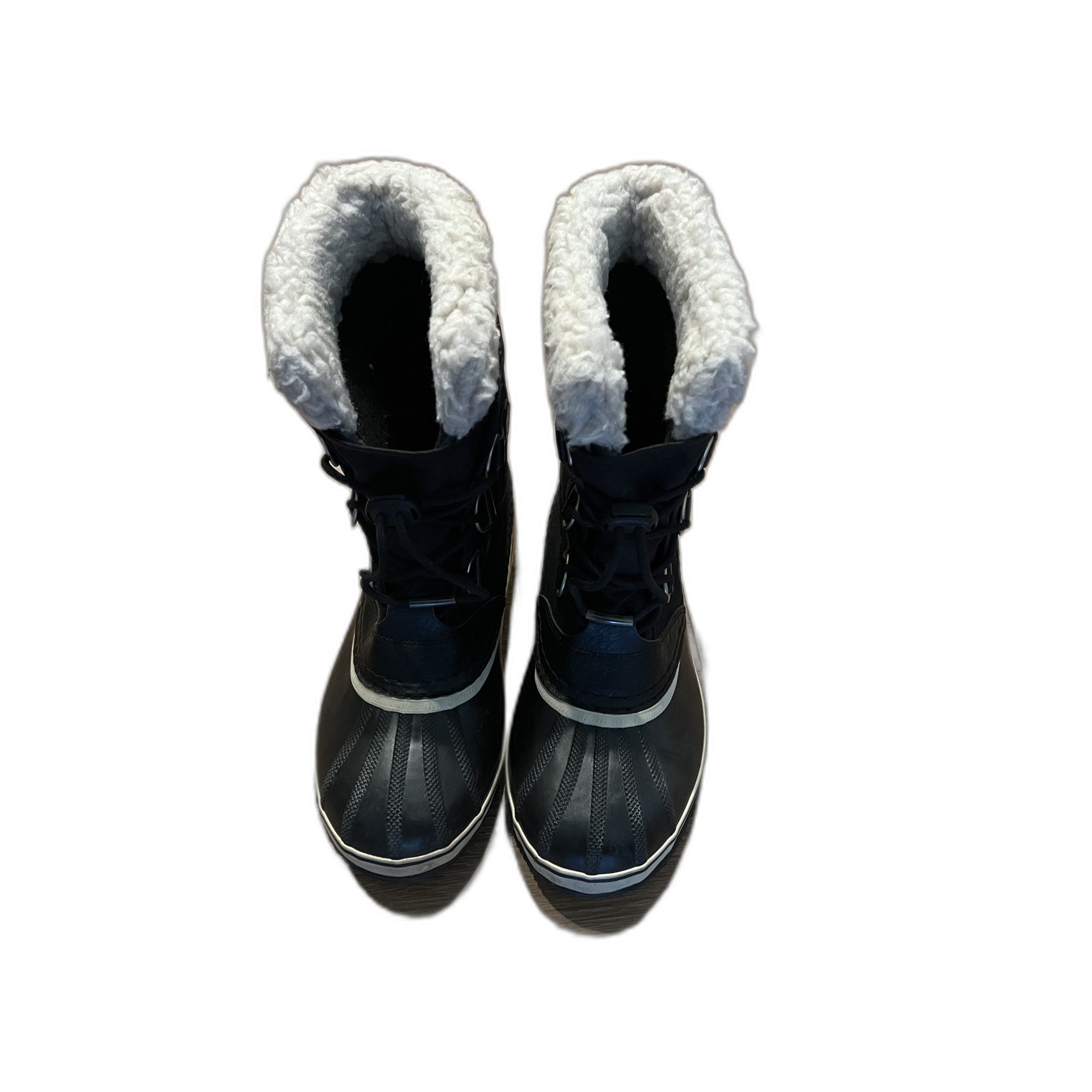 Sorel Waterproof Snow Boots Black Faux Fur Trim Women's Size 6