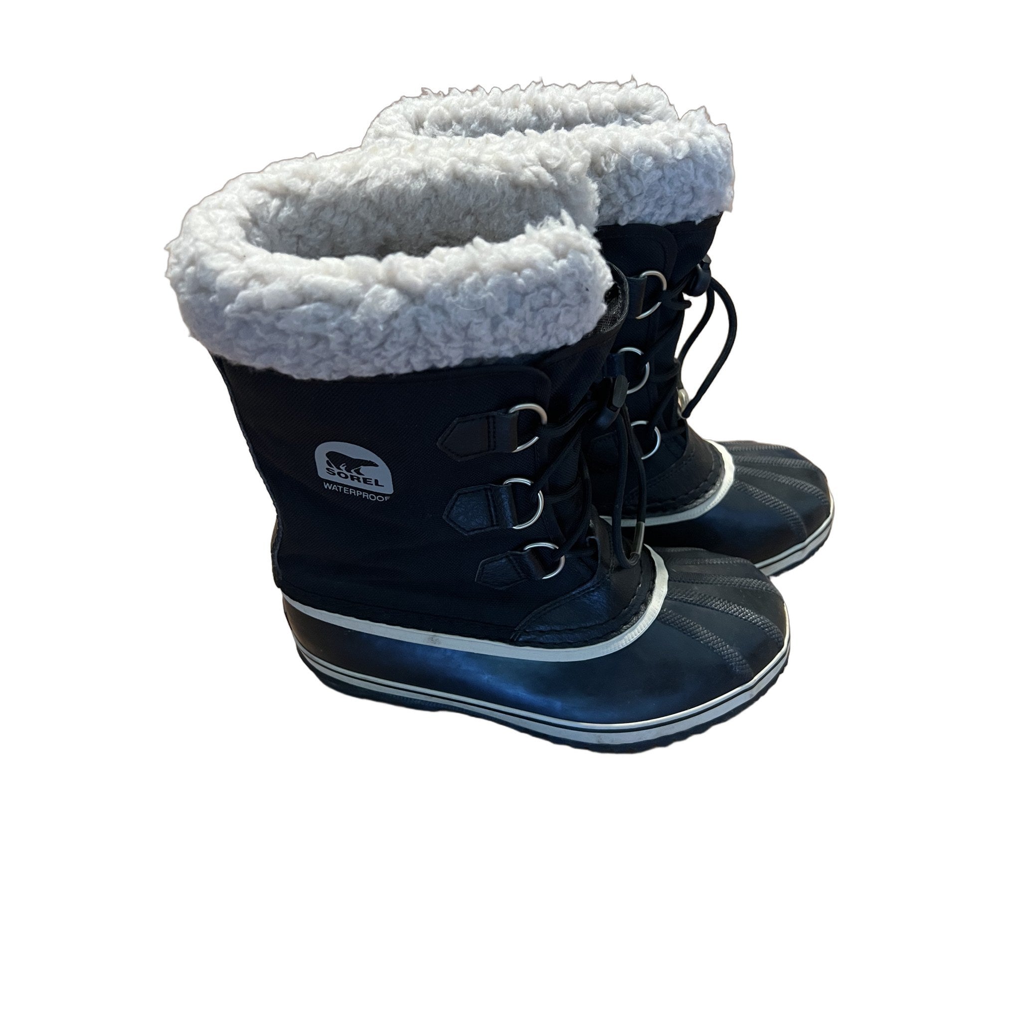 Sorel Waterproof Snow Boots Black Faux Fur Trim Women's Size 6