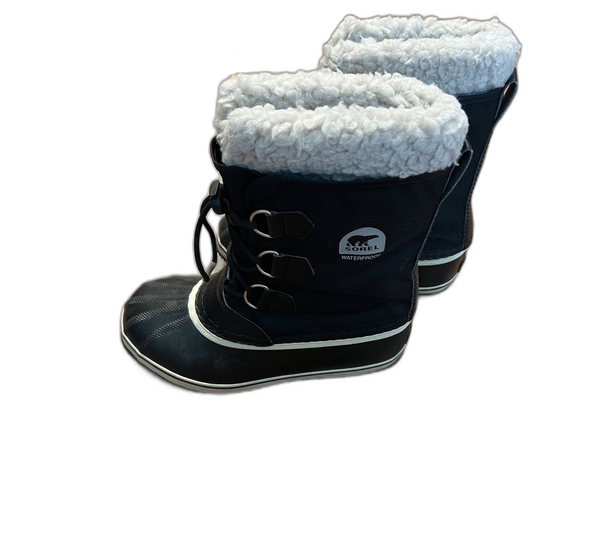 Sorel Waterproof Snow Boots Black Faux Fur Trim Women's Size 6