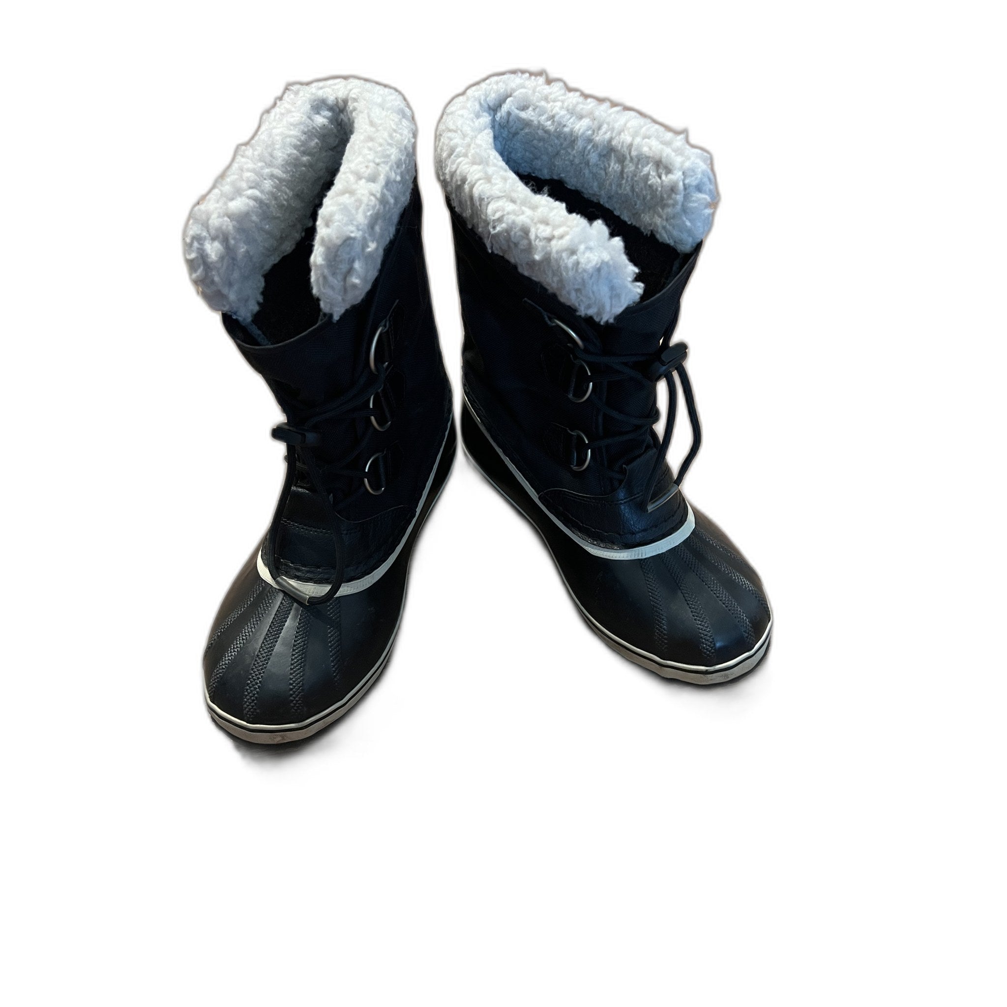Sorel Waterproof Snow Boots Black Faux Fur Trim Women's Size 6