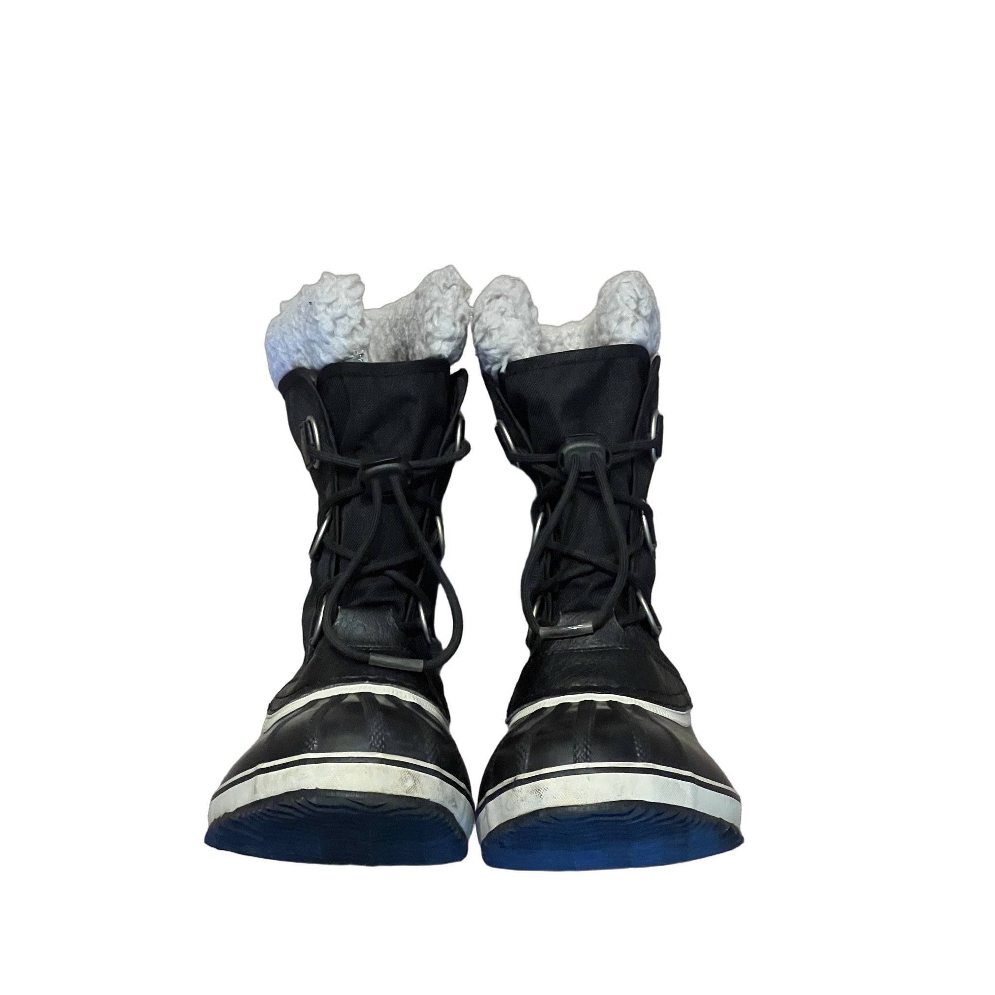 Sorel Waterproof Snow Boots Black Faux Fur Trim Women's Size 6