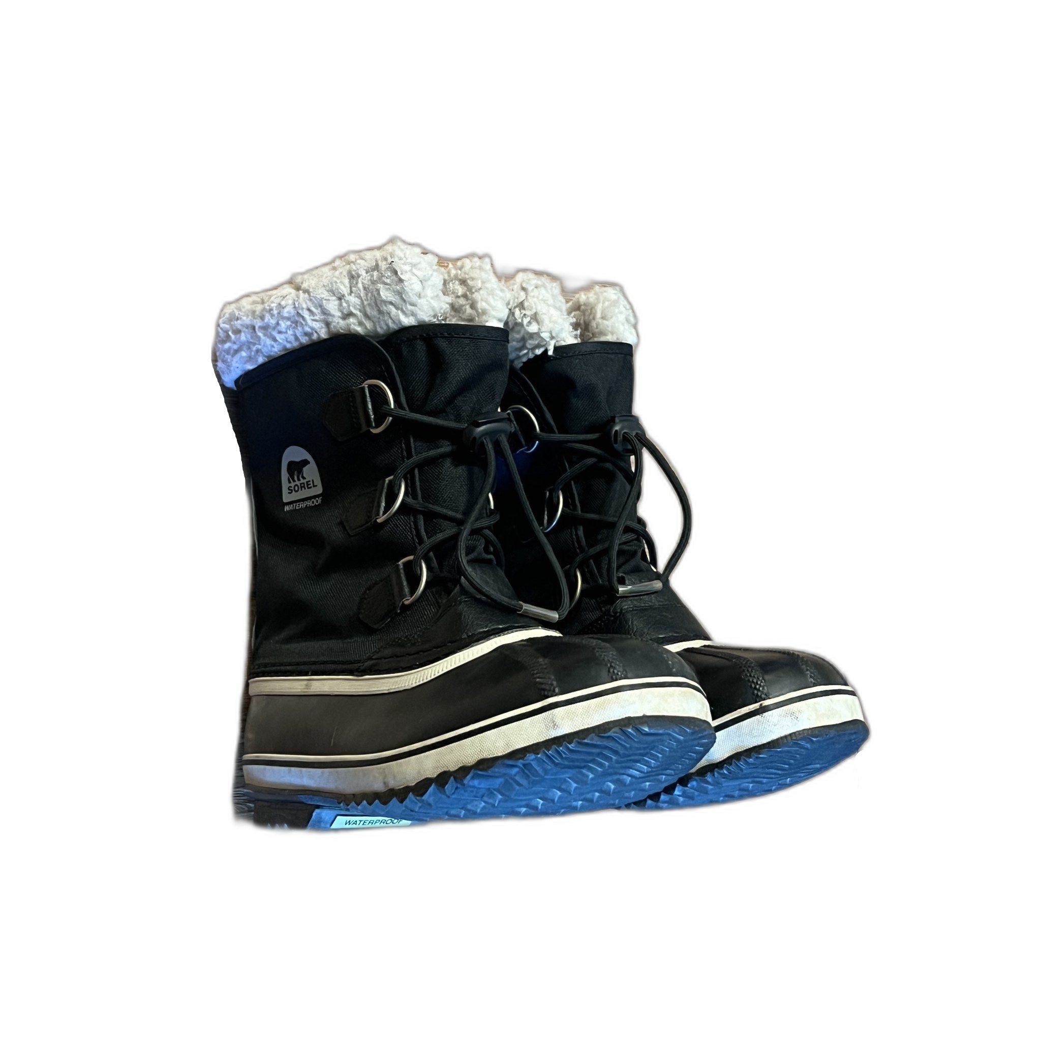 Sorel Waterproof Snow Boots Black Faux Fur Trim Women's Size 6