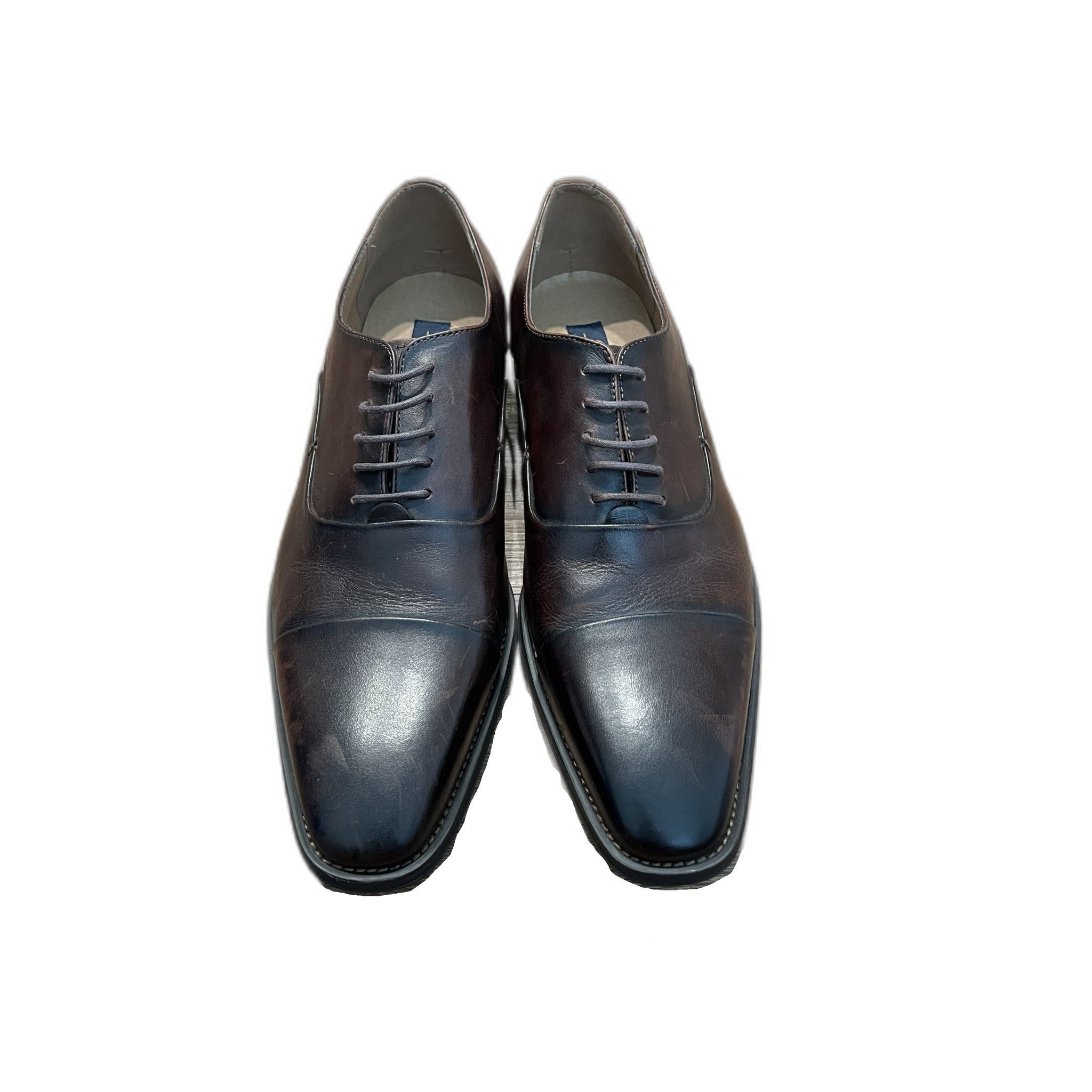 La Milano Men's Dark Brown Leather Cap Toe Oxford Dress Shoes Size 12