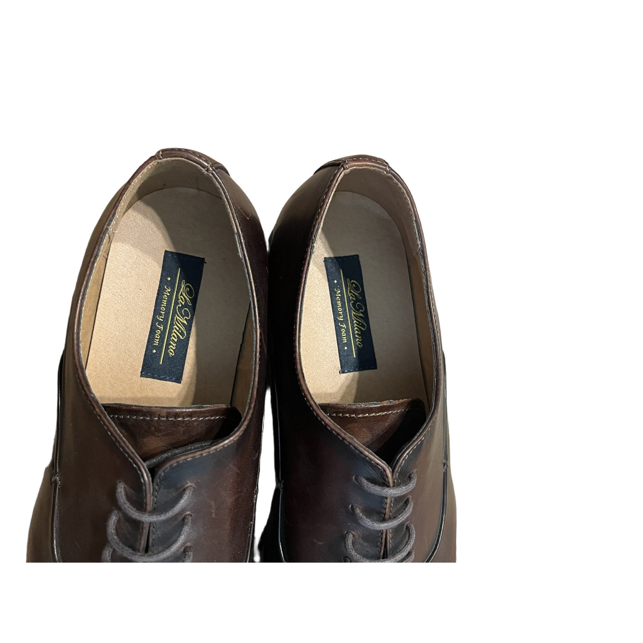 La Milano Men's Dark Brown Leather Cap Toe Oxford Dress Shoes Size 12
