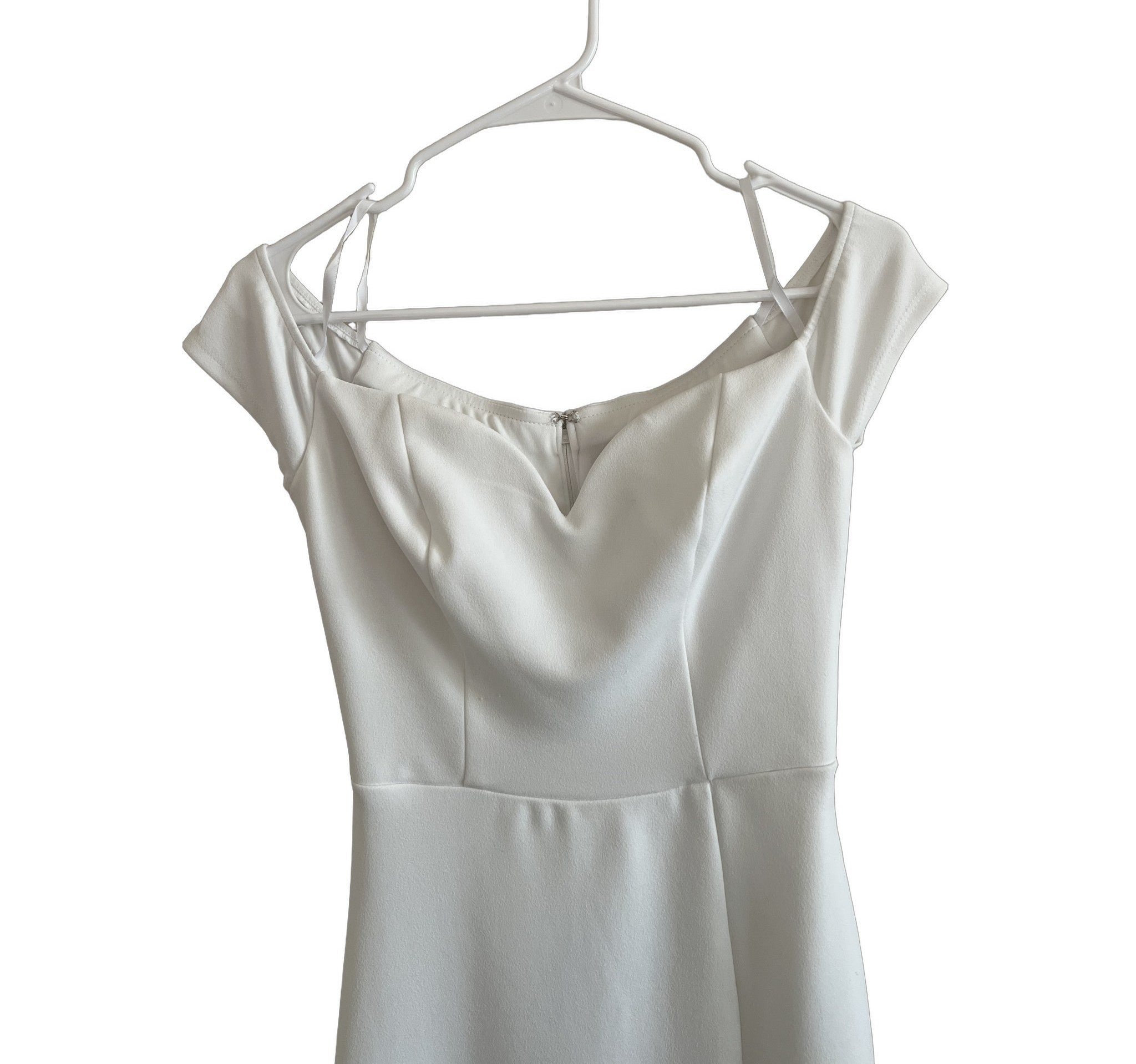 White Off-Shoulder Maxi Dress with Front Slit - Size 3