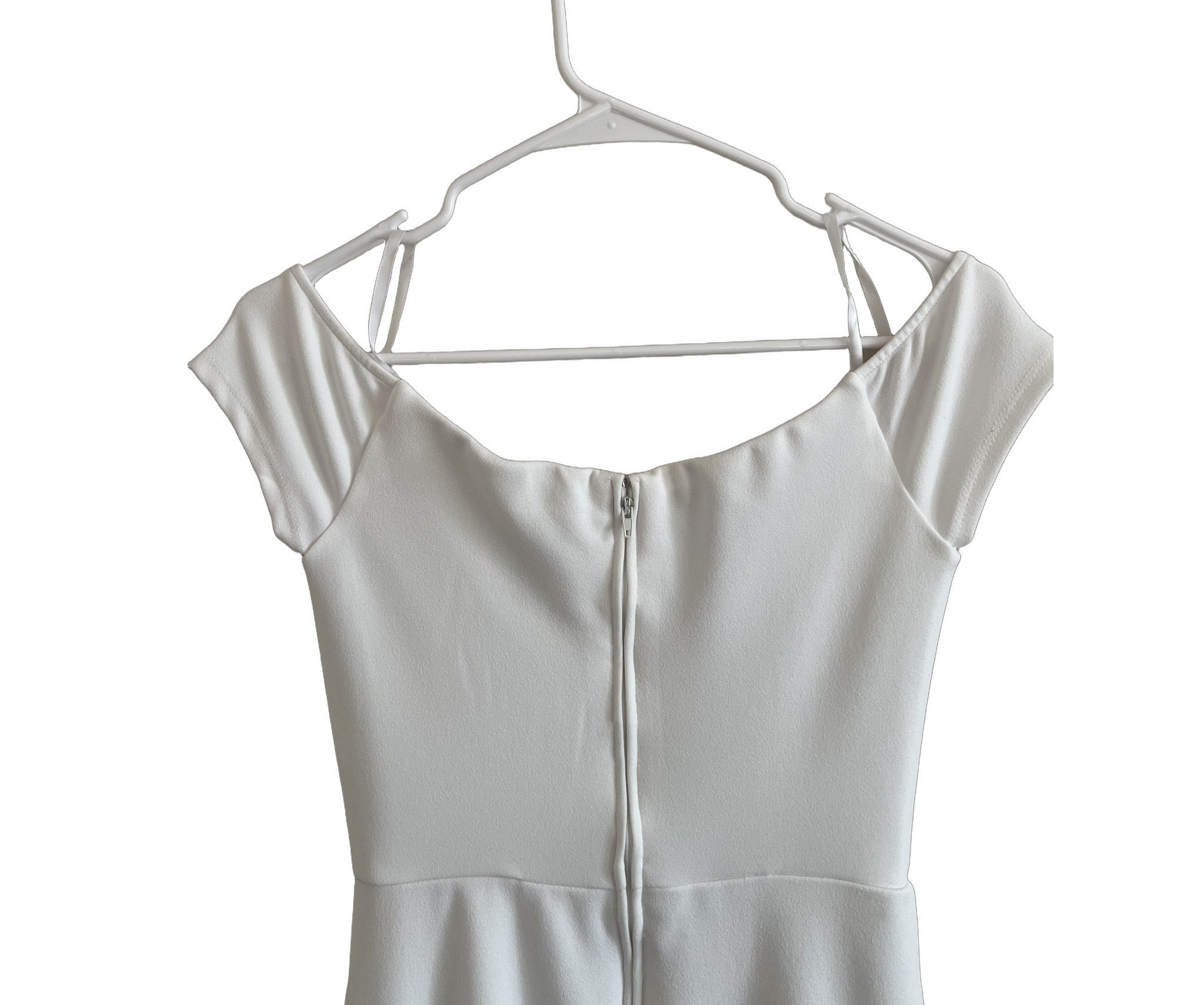 White Off-Shoulder Maxi Dress with Front Slit - Size 3