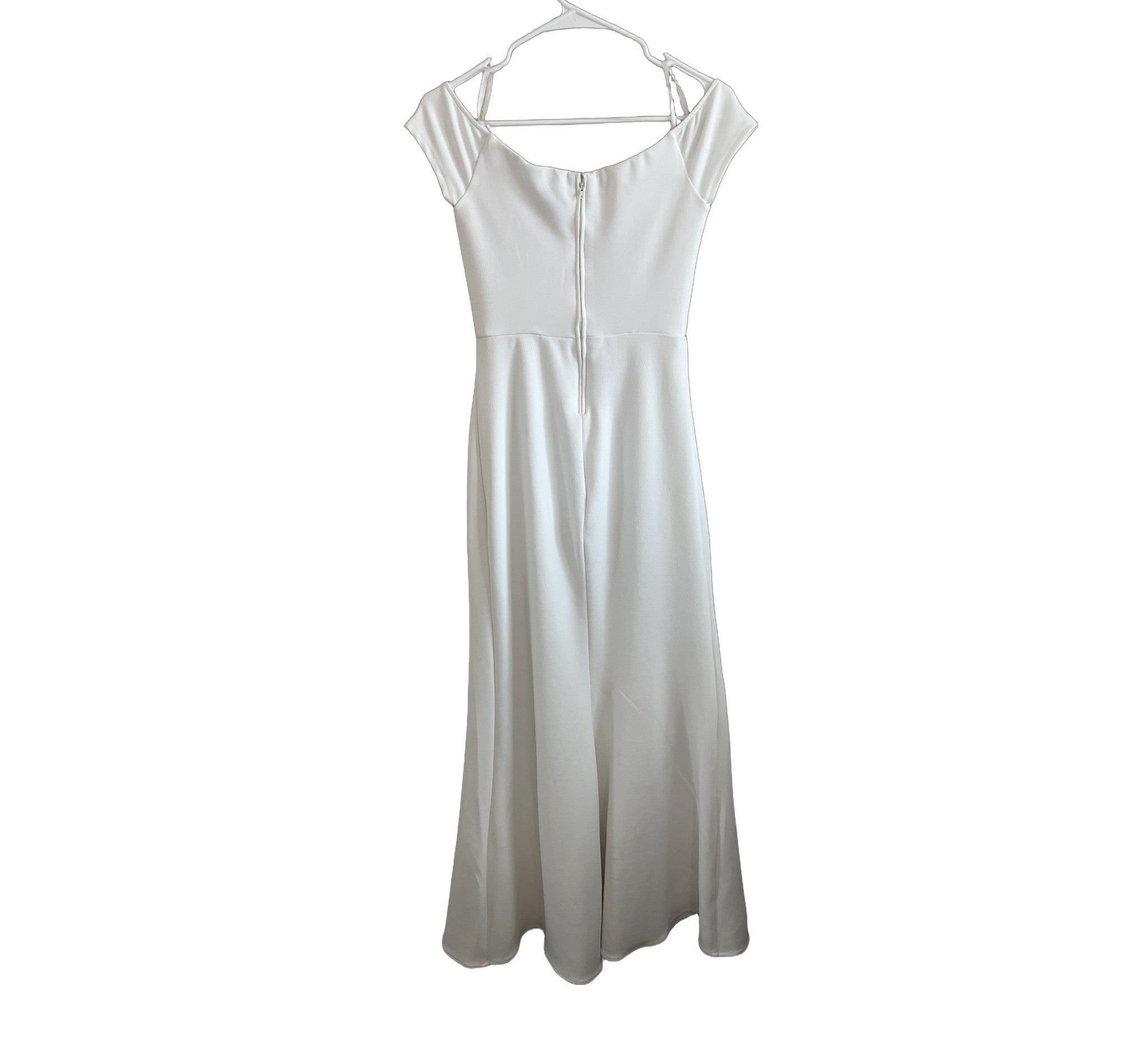 White Off-Shoulder Maxi Dress with Front Slit - Size 3