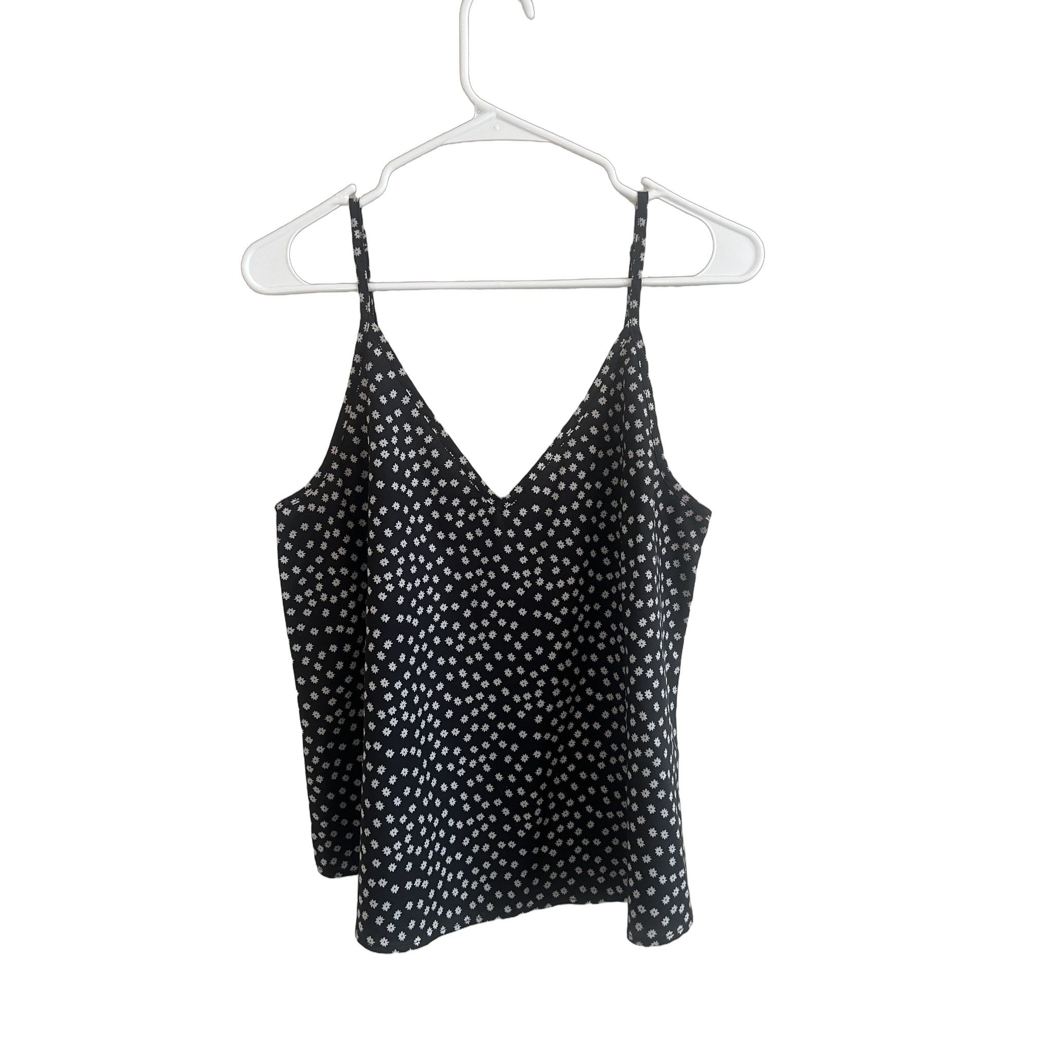 SHEIN Black & White Daisy Print Cami Top - Size L