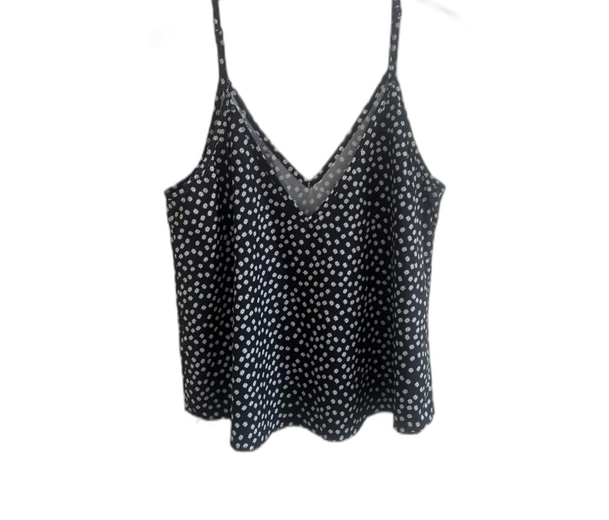 SHEIN Black & White Daisy Print Cami Top - Size L