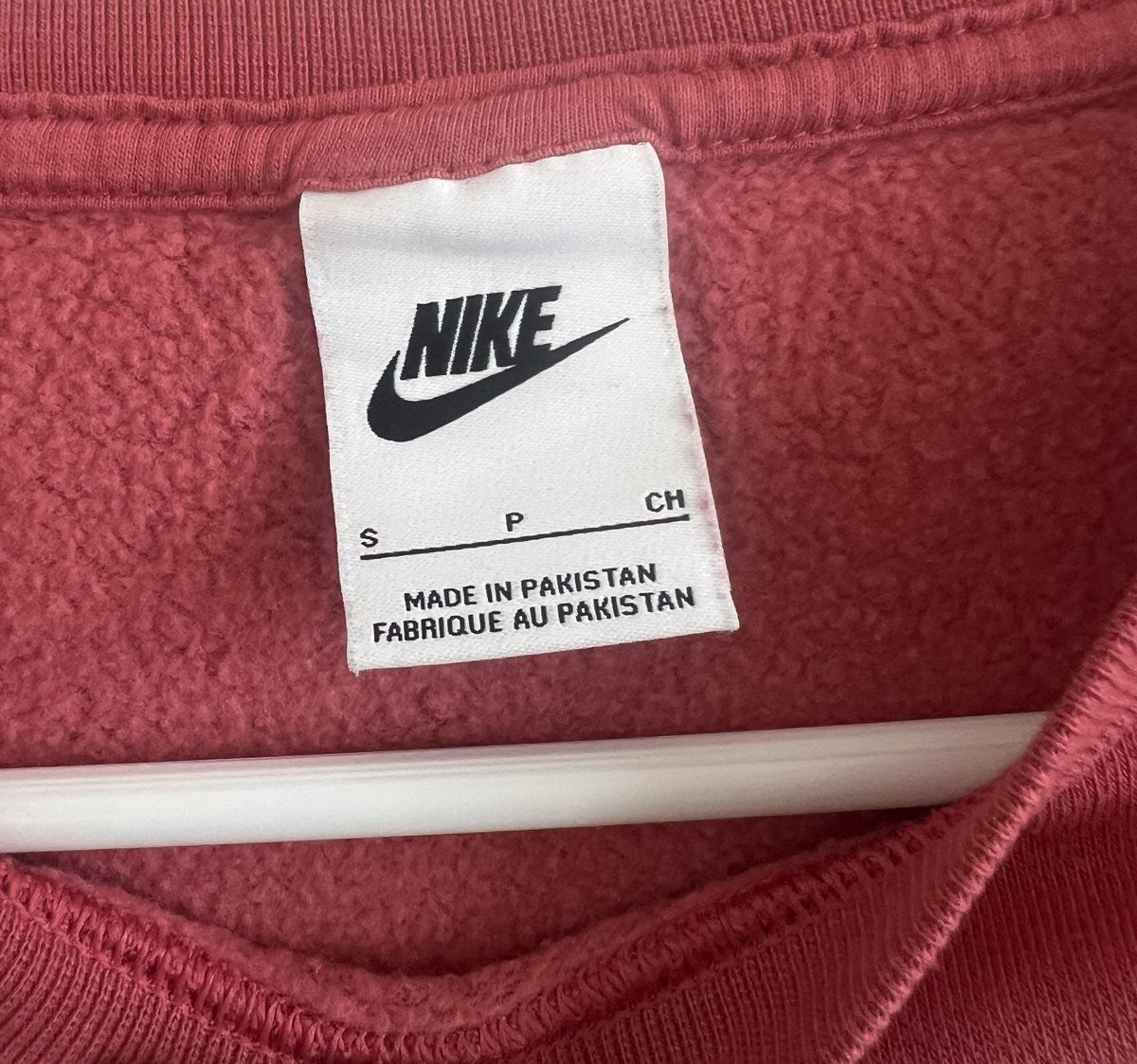 Nike Sportswear Crewneck Sweatshirt Coral Pink Glitter Logo Size S