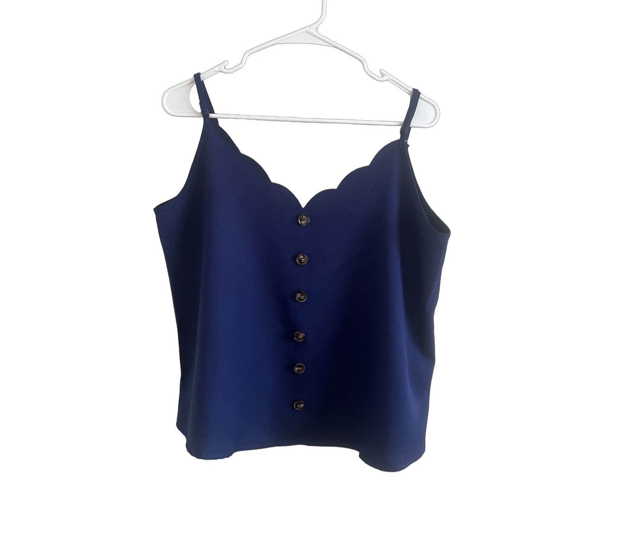 SHEIN Navy Scalloped Button-Front Cami Top Size L
