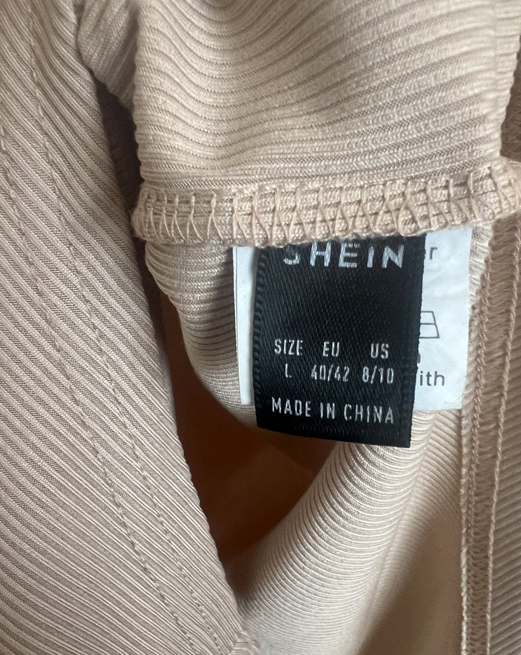 SHEIN Ribbed Tan Sleeveless Bodysuit Size L (8/10)