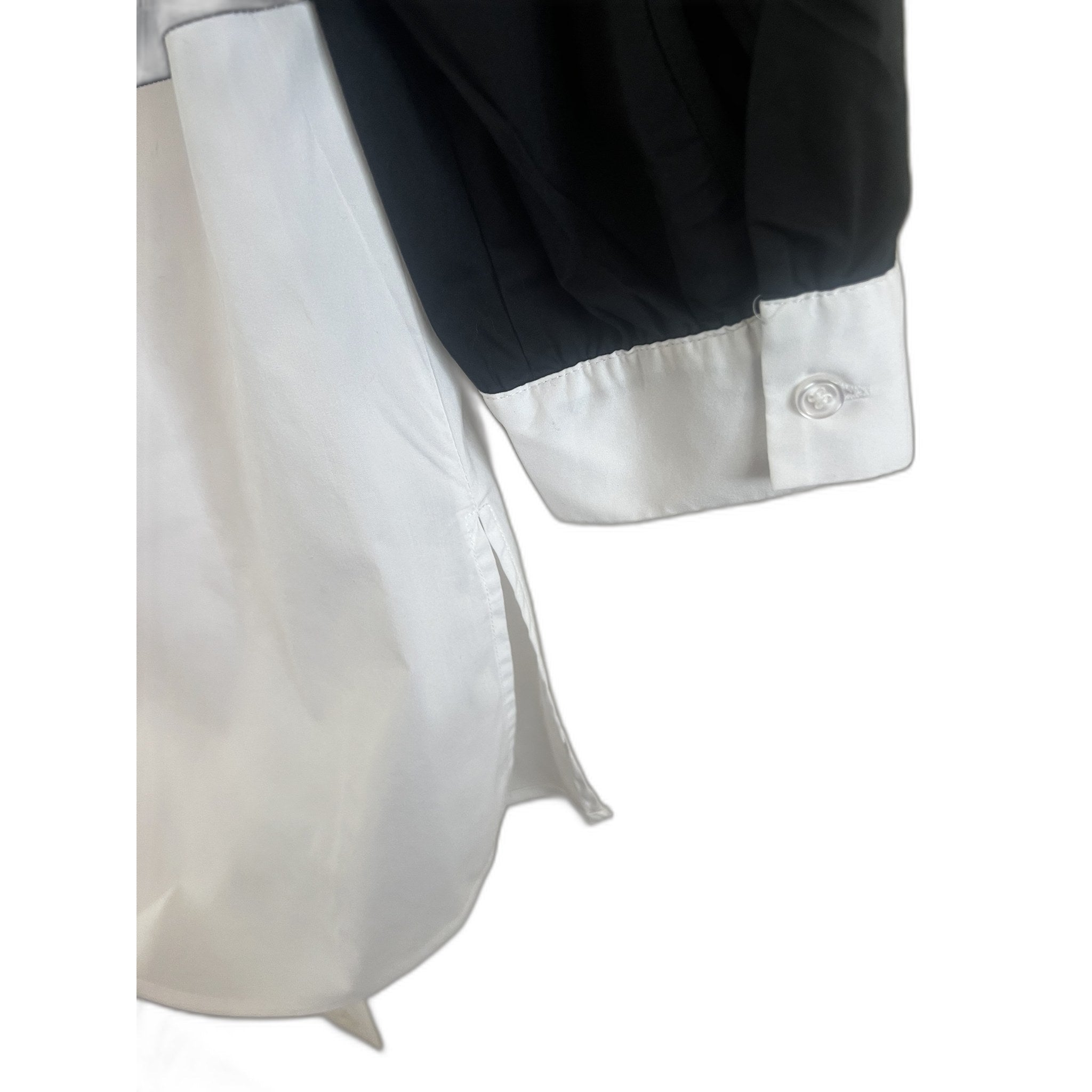 NY&C New York & Company Black White Colorblock Button-Up Shirt Sz S NWT