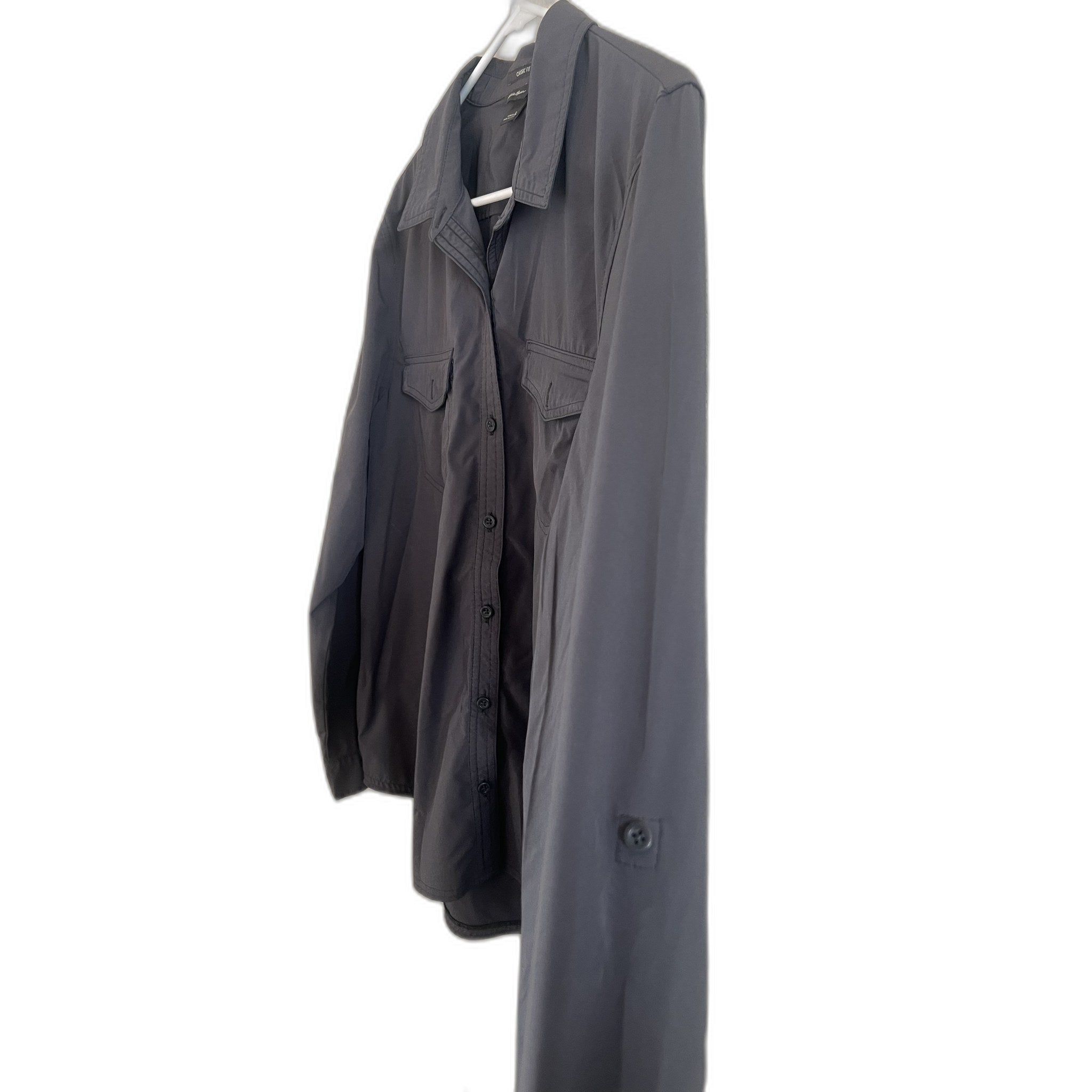 Eddie Bauer Women's Classic Fit Gray Button-Up Shirt Size L